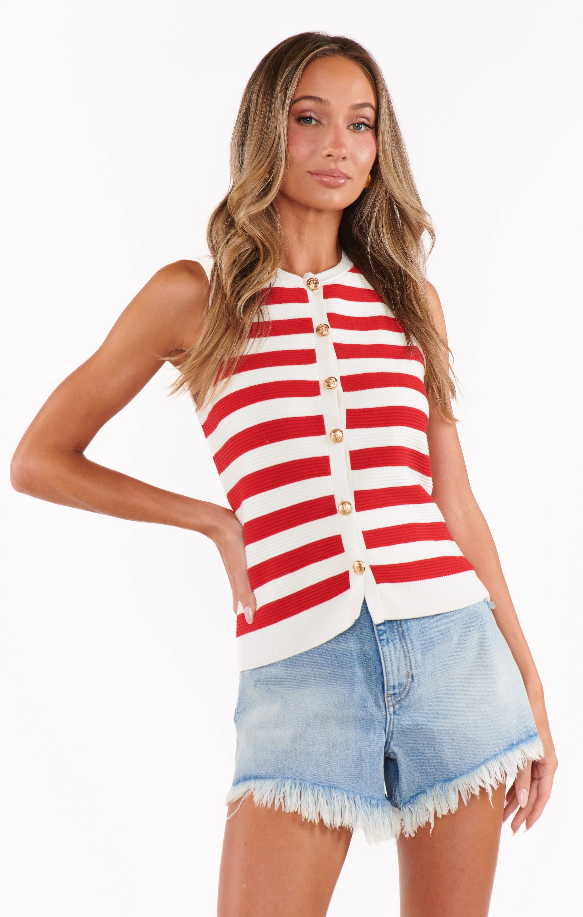 Devin Tank ~ Red Stripe Delight Knit - Image 2