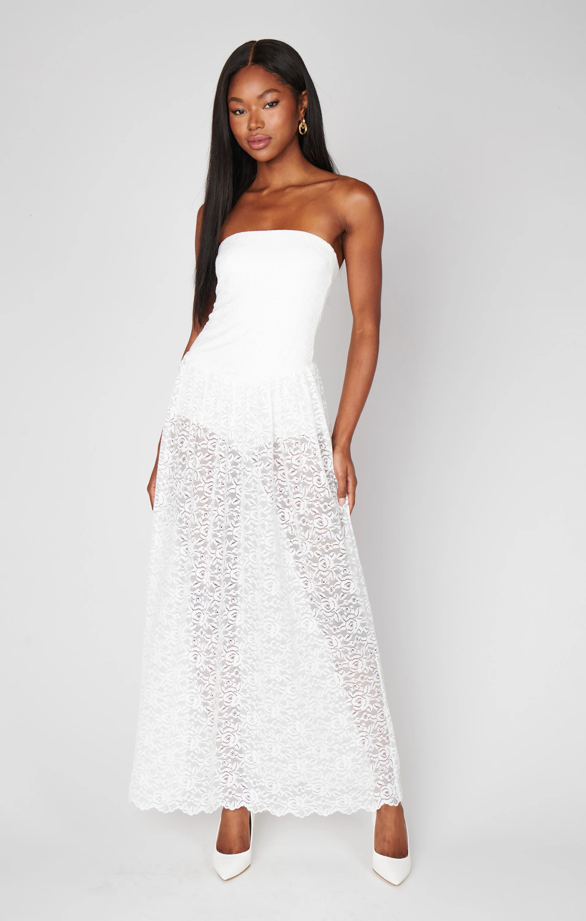 Diana Drop Waist Dress ~ White Lovely Lace - Image 4