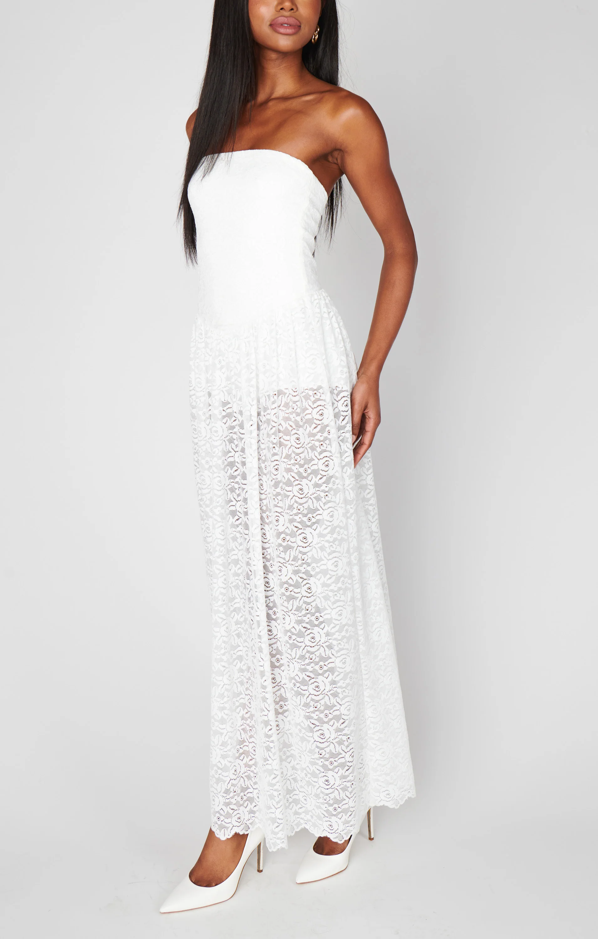 Diana Drop Waist Dress ~ White Lovely Lace - Image 6