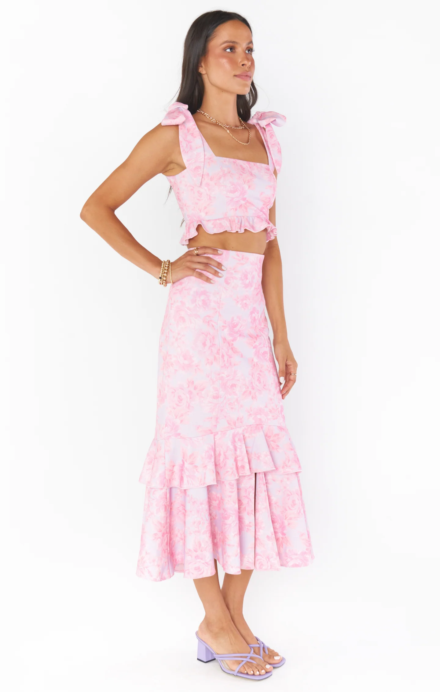 Dutchess Ruffle Top ~ Blushing Floral Stretch - Image 3