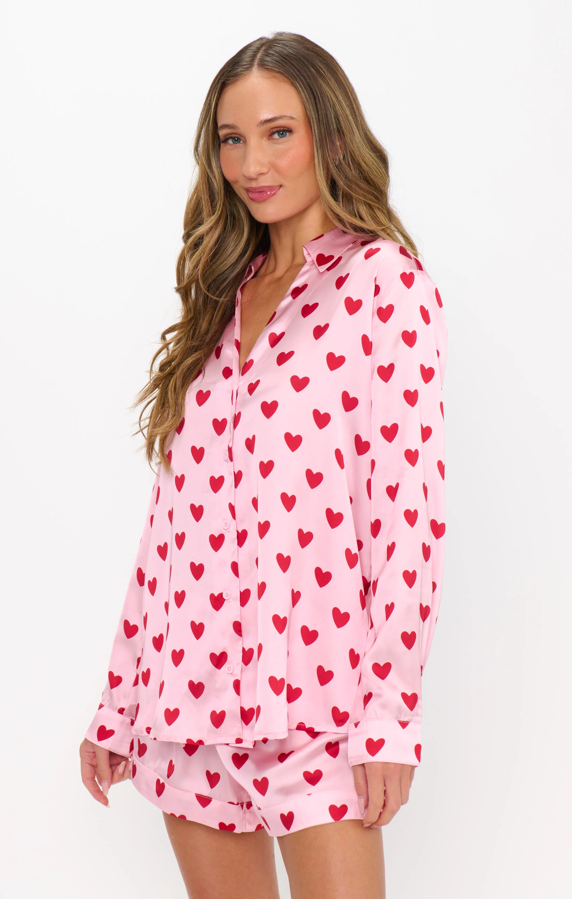 Early Riser PJ Set ~ Pink Queen Of Hearts Silky - Image 5