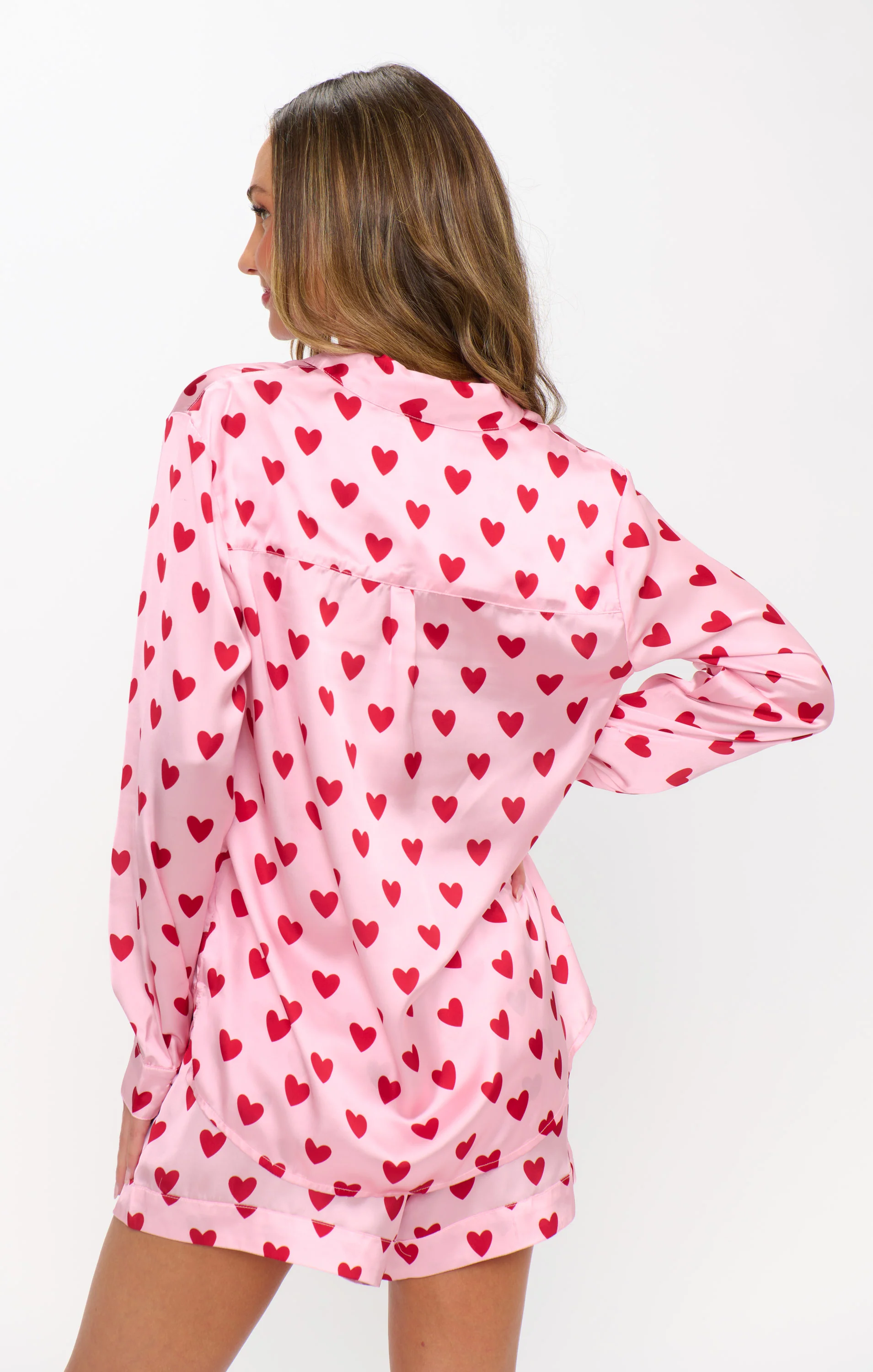 Early Riser PJ Set ~ Pink Queen Of Hearts Silky - Image 6