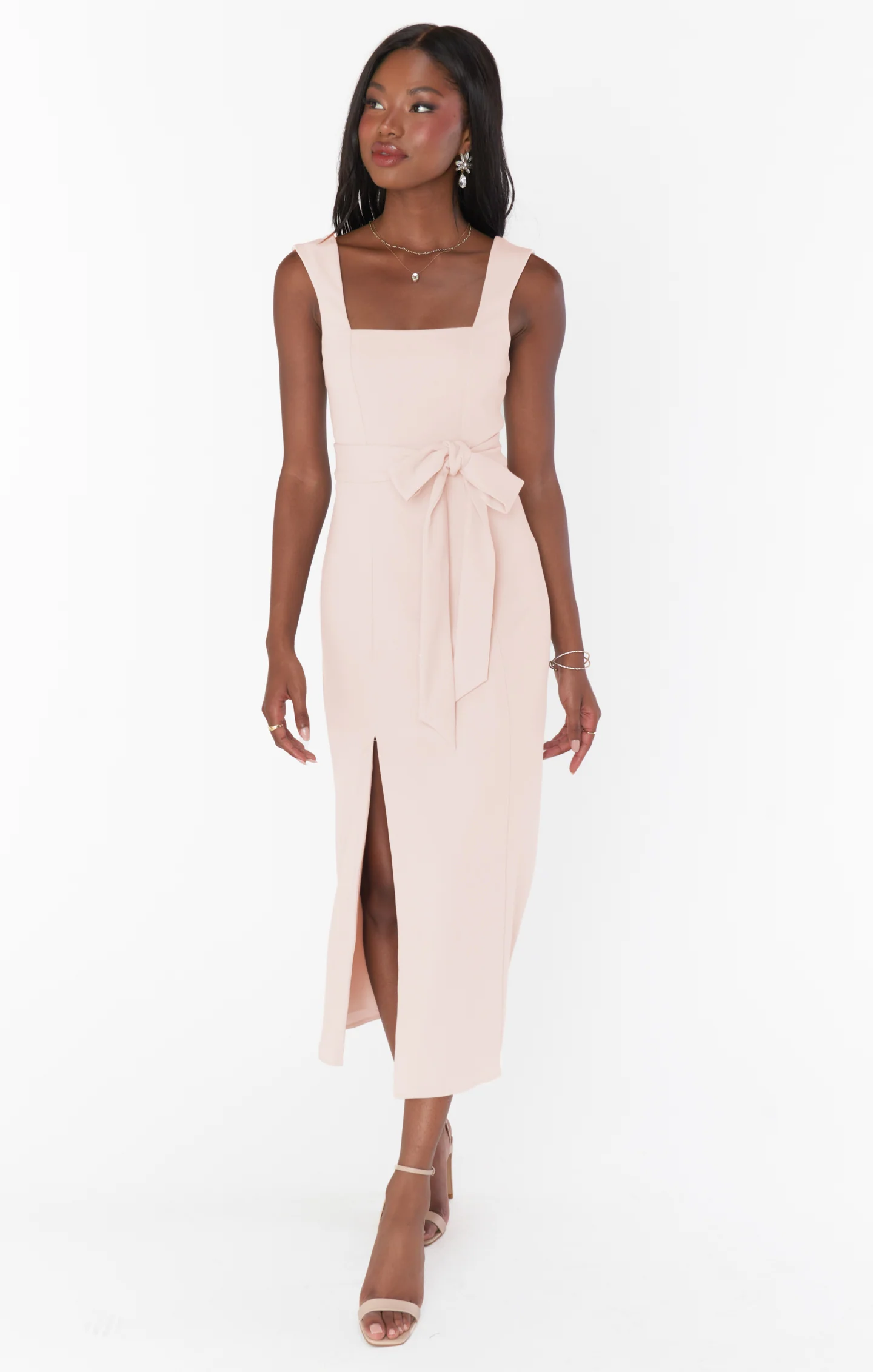 Eden Midi Dress ~ Dusty Blush Stretch - Image 4