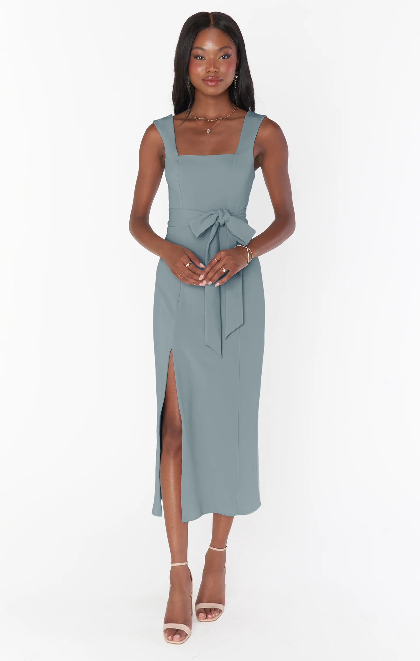 Eden Midi Dress ~ Dusty Sage Stretch - Image 4