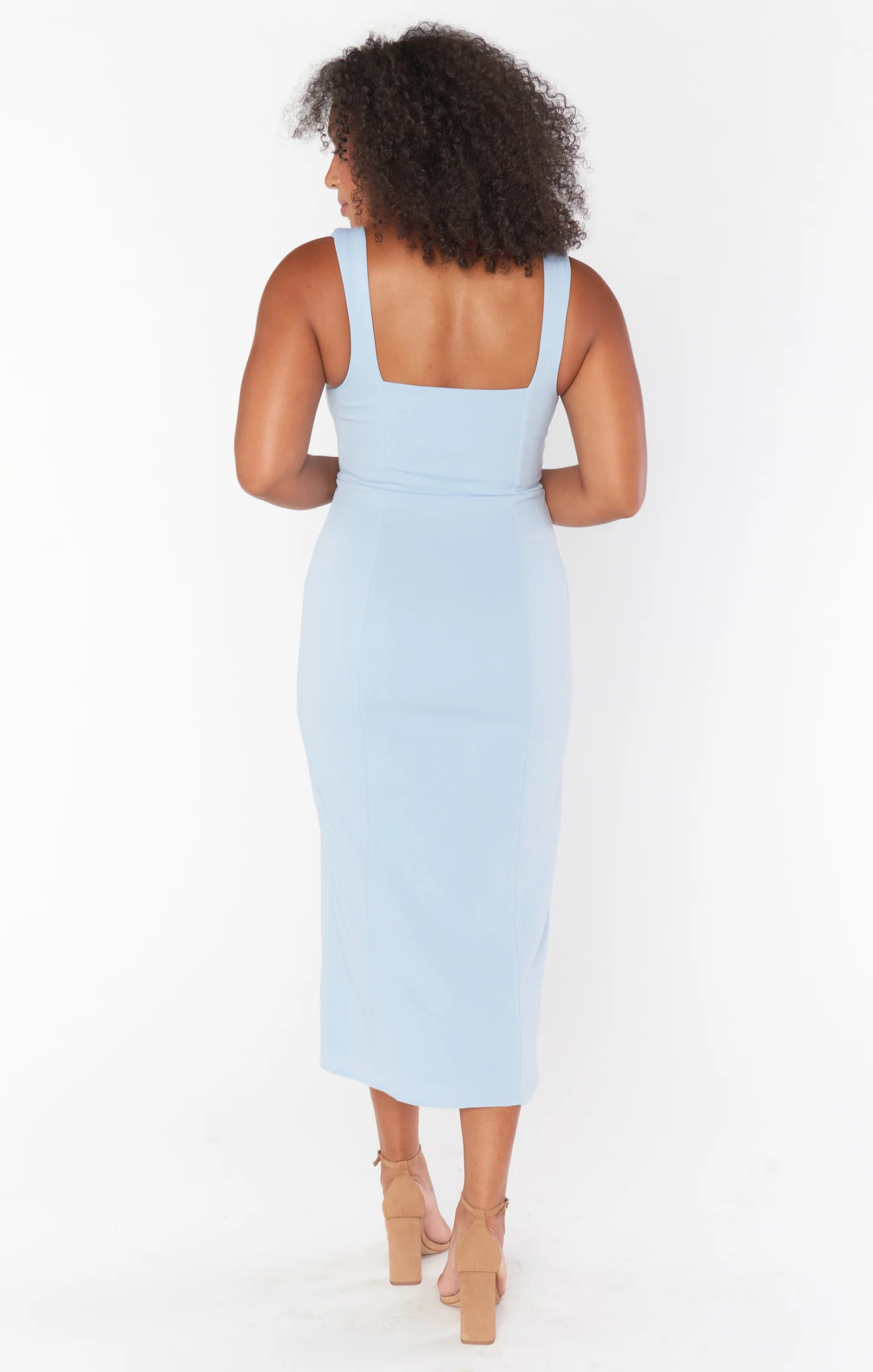 Eden Midi Dress ~ Steel Blue Stretch - Image 3