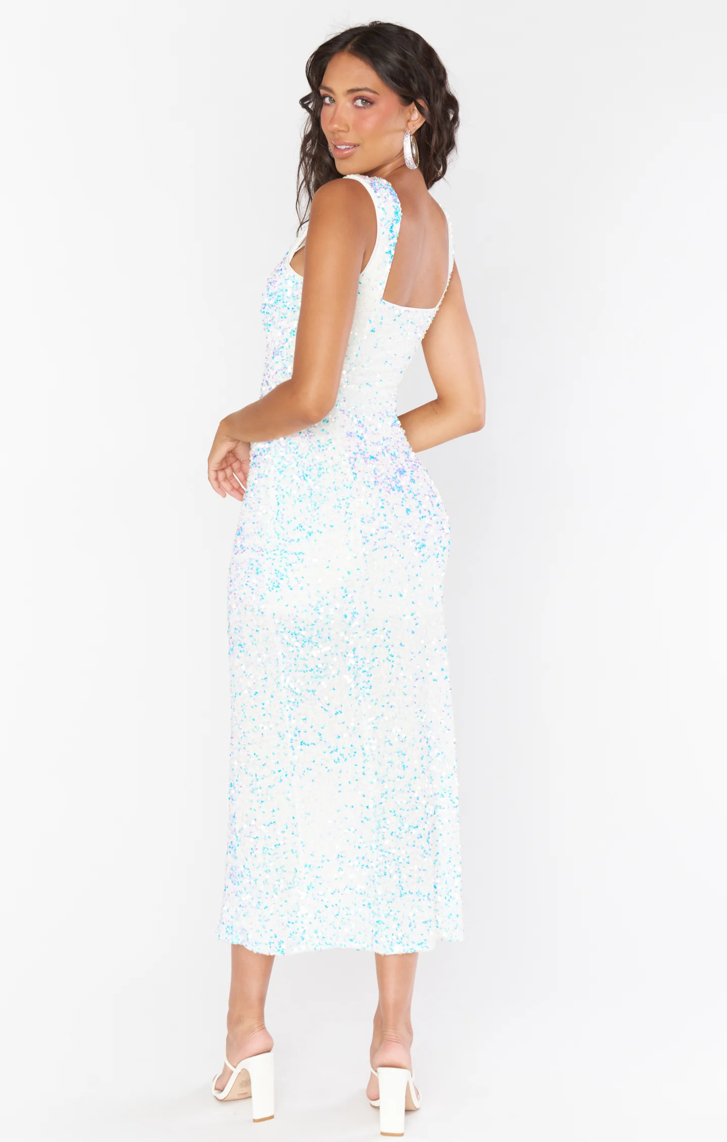 Eden Midi Dress ~ White Sparkle Sequins - Image 9