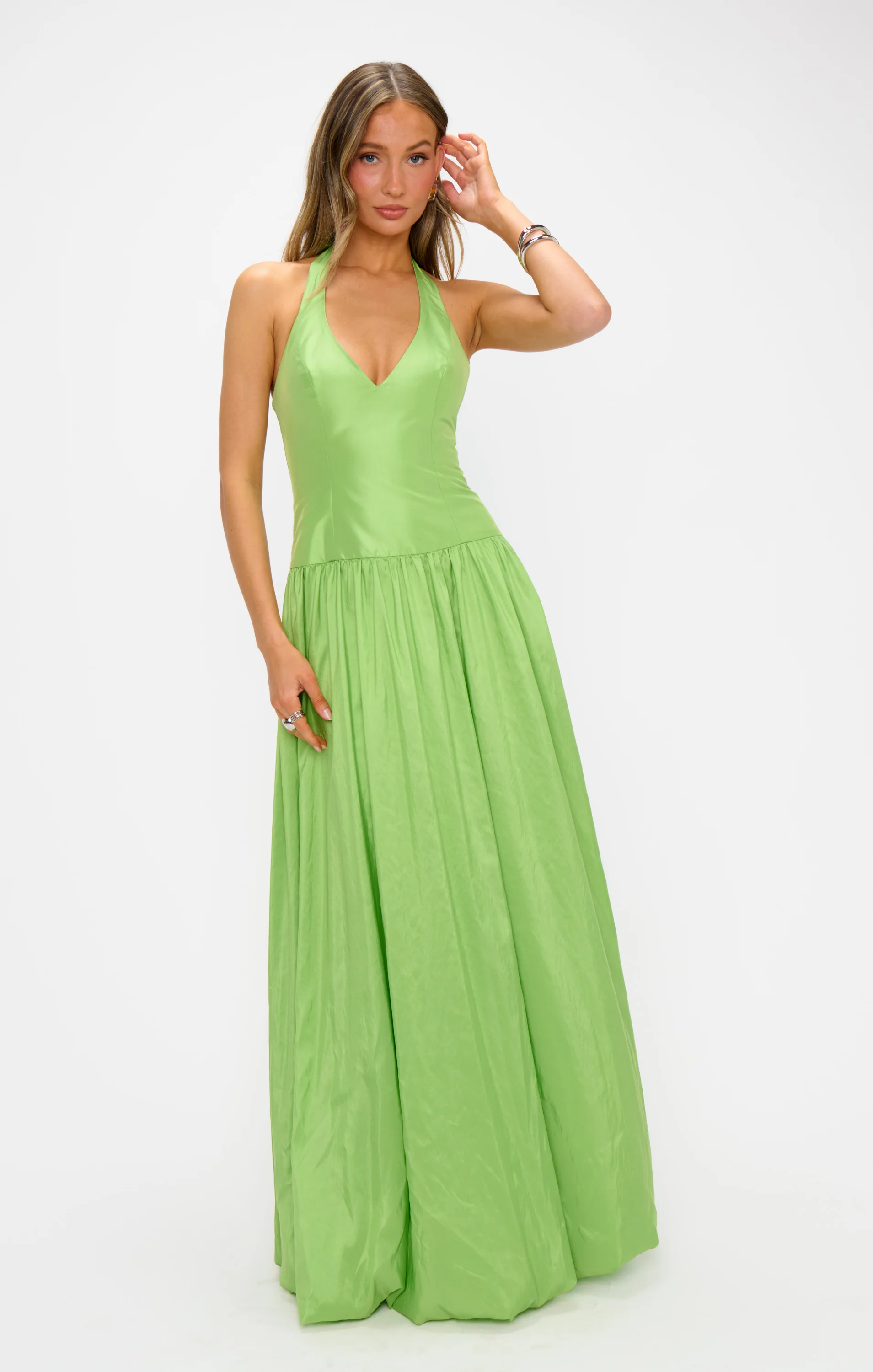 Eliza Maxi Dress ~ Key Lime Light Taffeta - Image 4