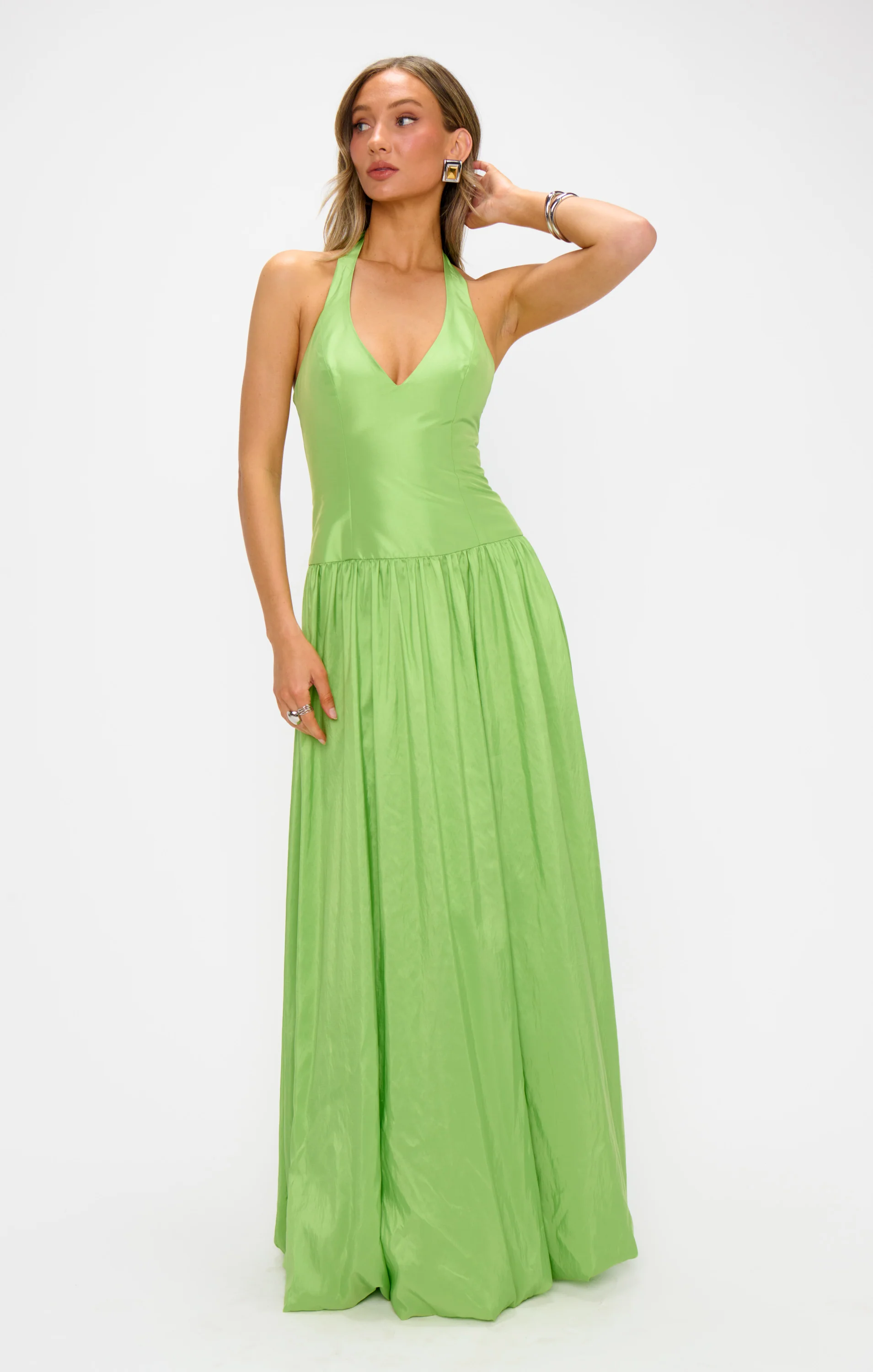Eliza Maxi Dress ~ Key Lime Light Taffeta - Image 8