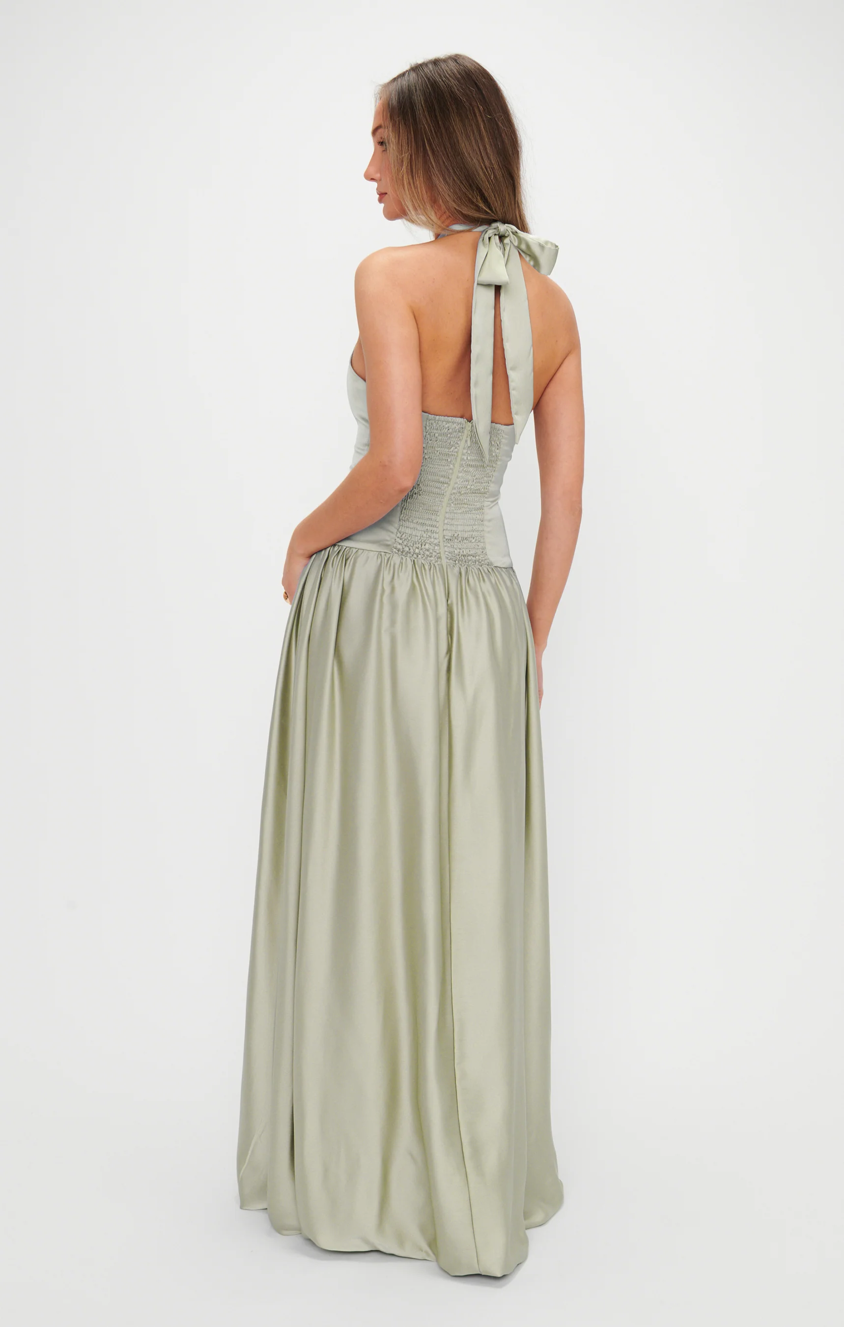 Eliza Maxi Dress ~ Moss Green Luxe Satin - Image 2