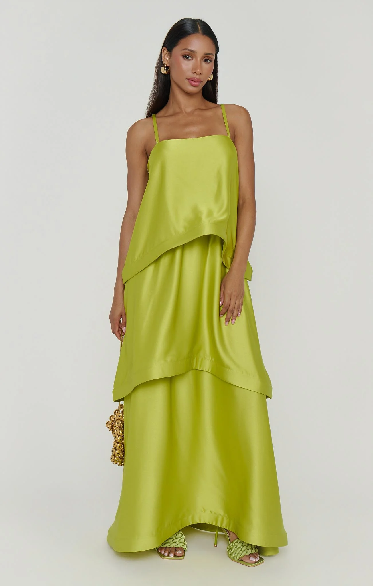 Ella Maxi Dress ~ Chartreuse Luxe Satin - Image 3