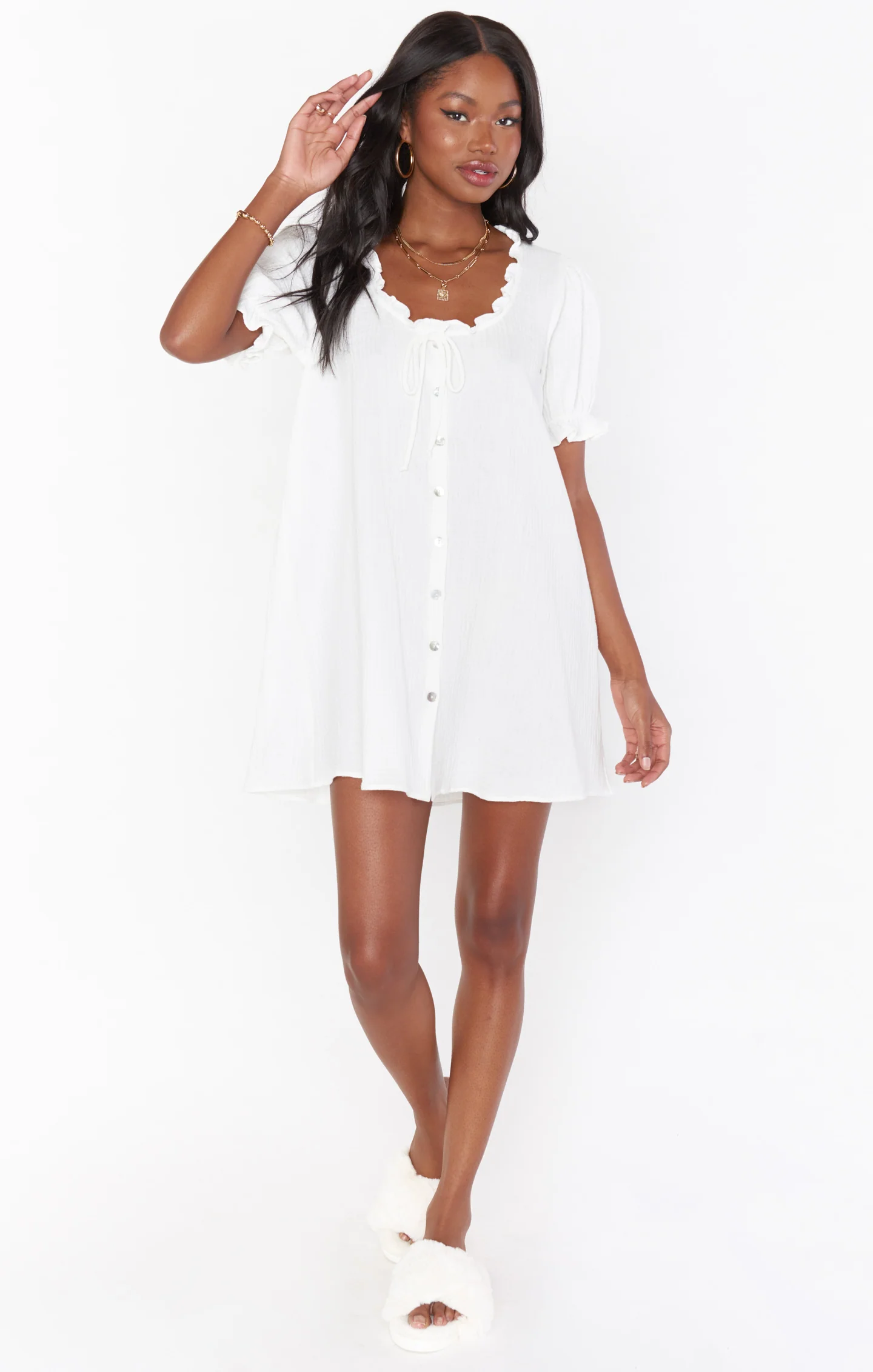 Ellen PJ Dress ~ White Crinkle Gauze - Image 4