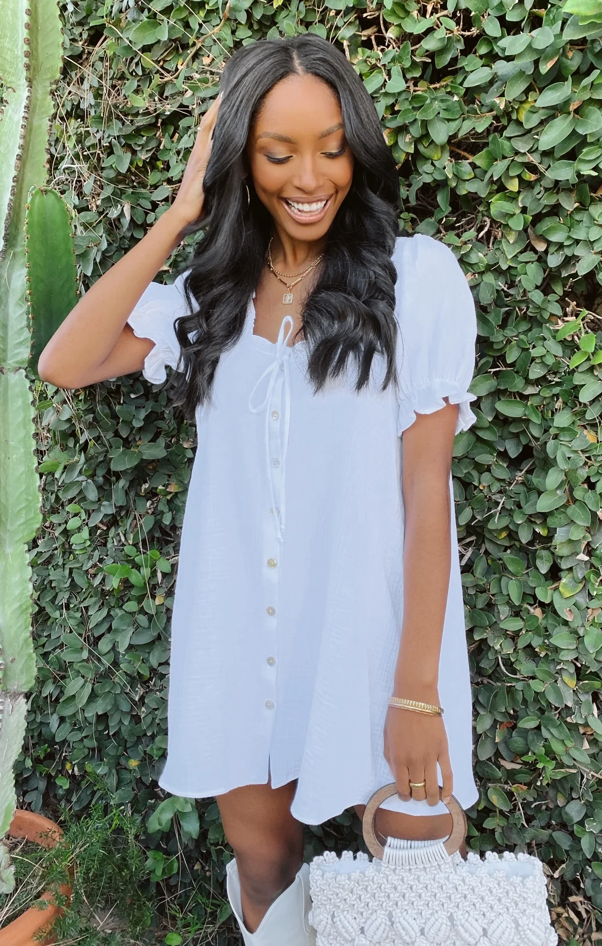 Ellen PJ Dress ~ White Crinkle Gauze - Image 5