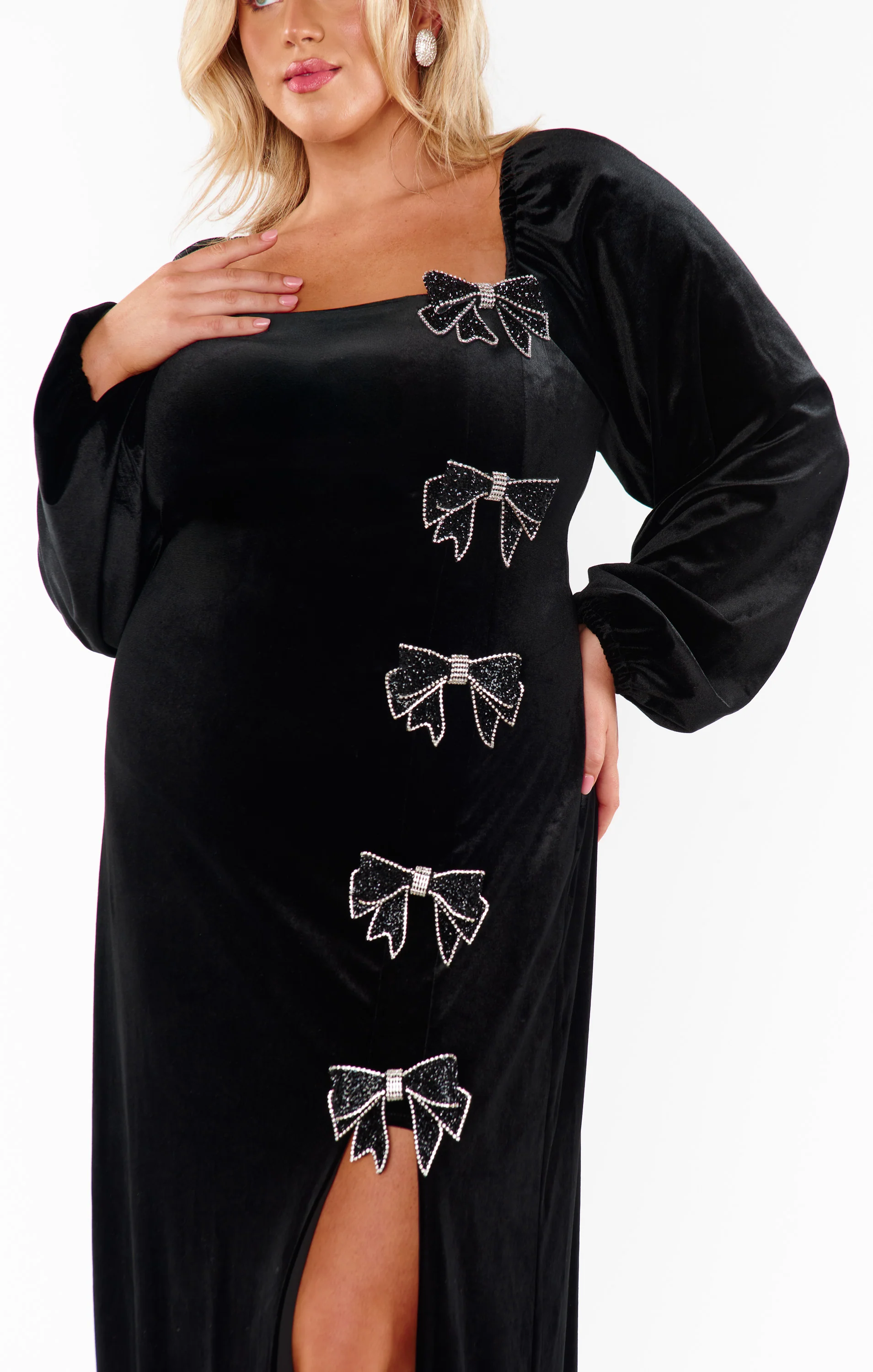Eloise Dress ~ Velvet with Rhinestone Bows - Image 17