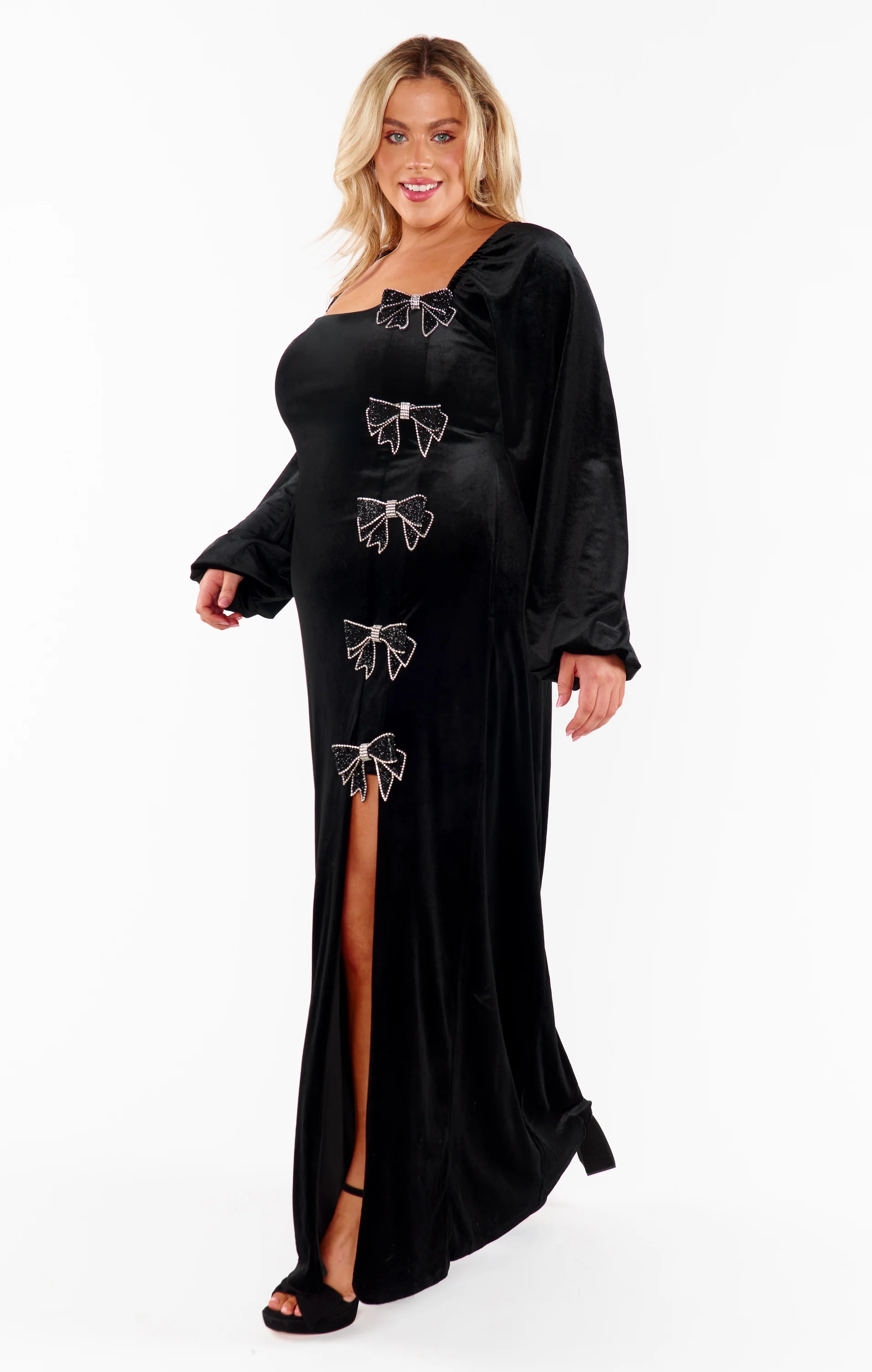 Eloise Dress ~ Velvet with Rhinestone Bows - Image 9