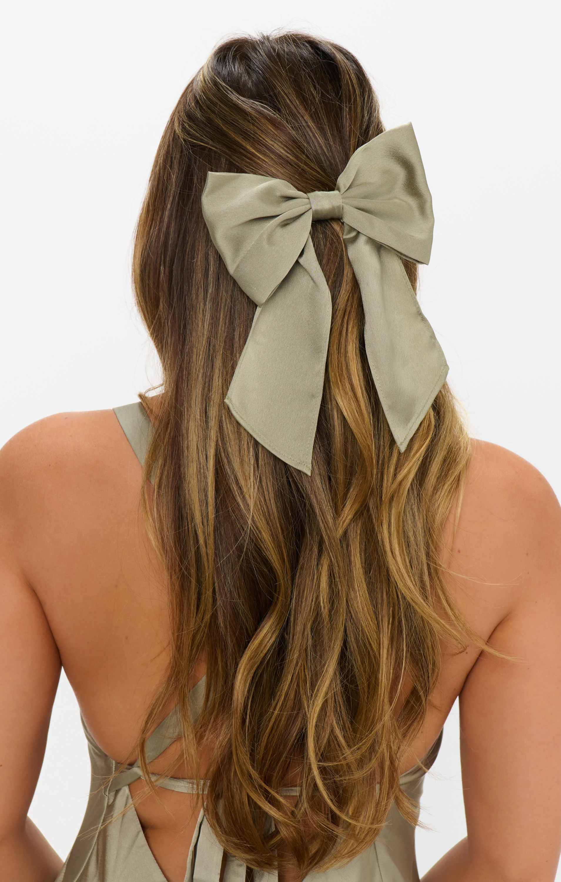 Elsa Bow ~ Moss Green Luxe Satin - Image 3