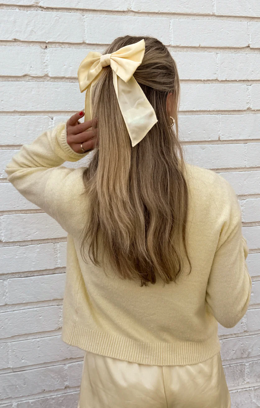 Elsa Bow ~ Pale Yellow Luxe Satin - Image 2