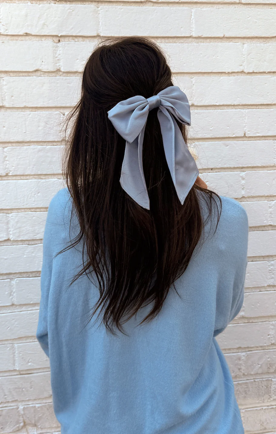 Elsa Bow ~ Steel Blue Luxe Satin - Image 2
