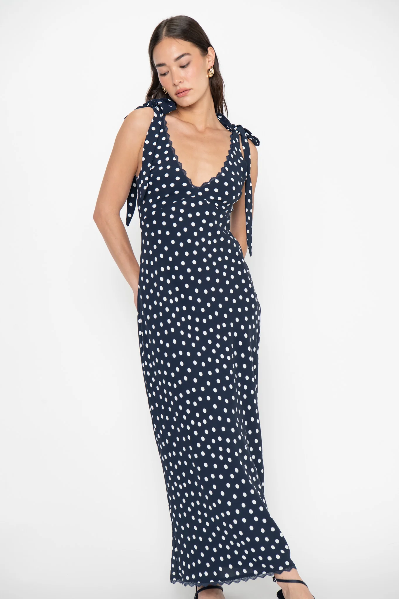 Emma Midi Dress ~ Navy Polka Dot - Image 3