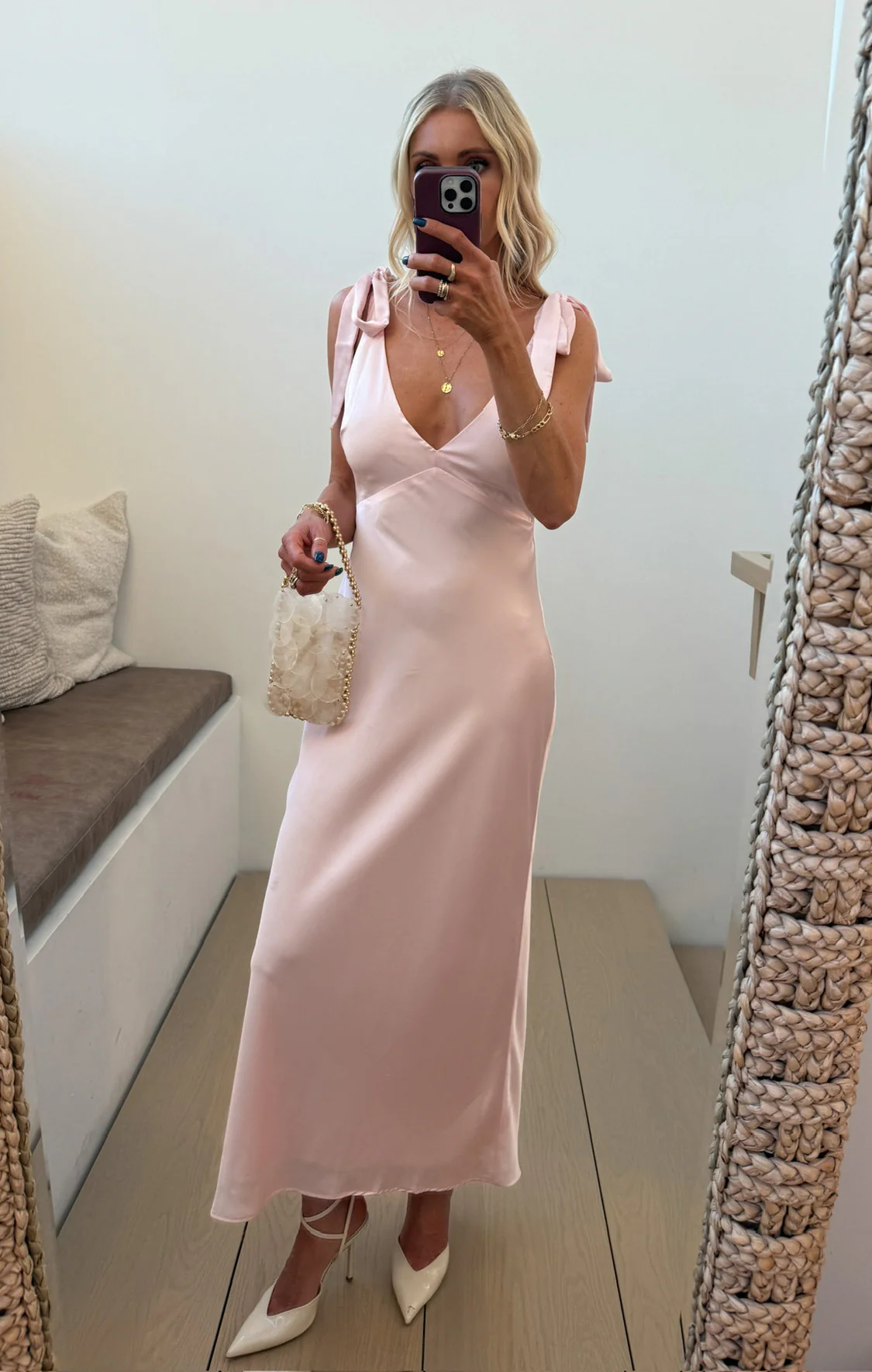 Emma Midi Dress ~ Powder Pink Luxe Satin - Image 3