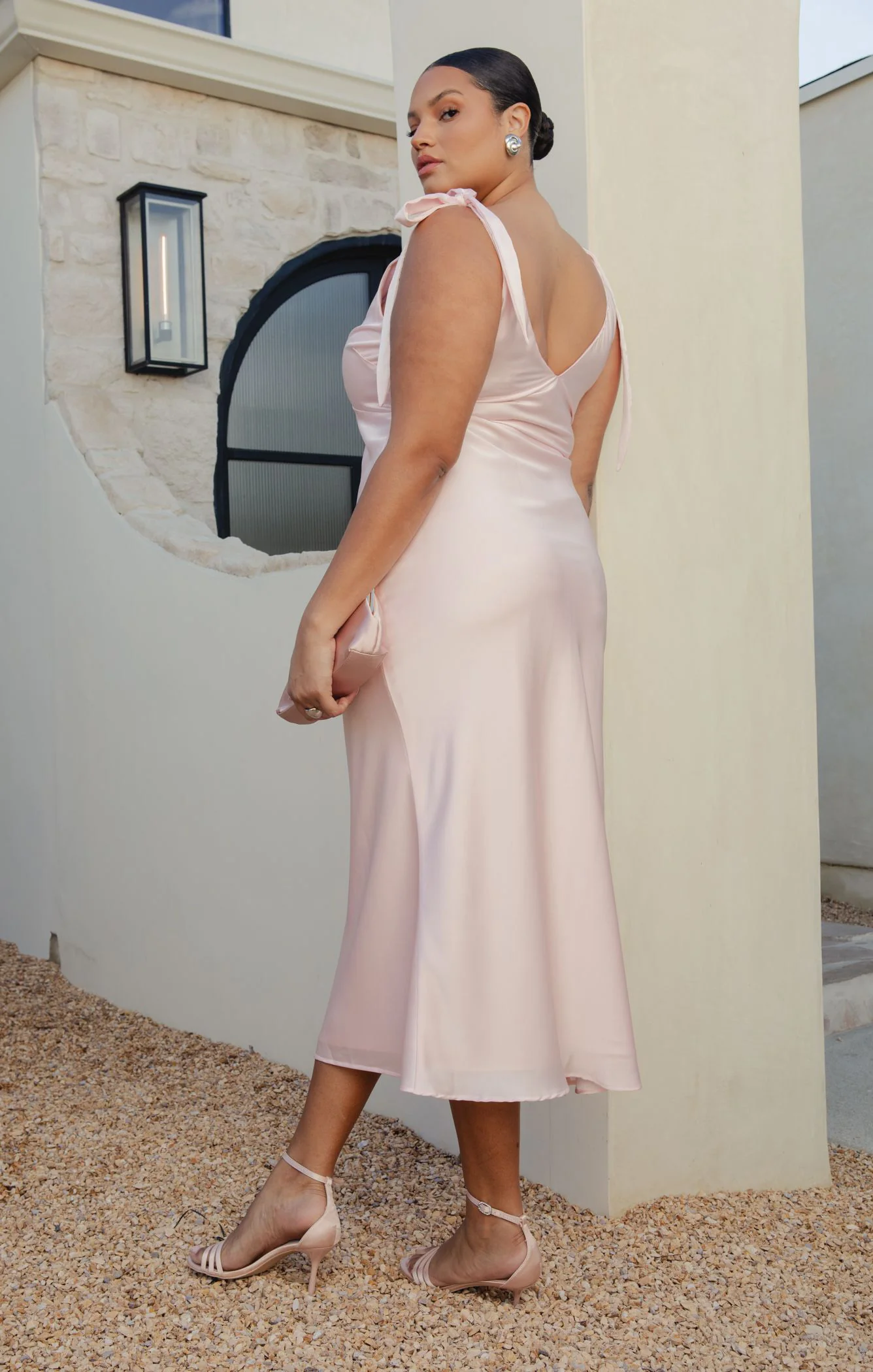 Emma Midi Dress ~ Powder Pink Luxe Satin - Image 7