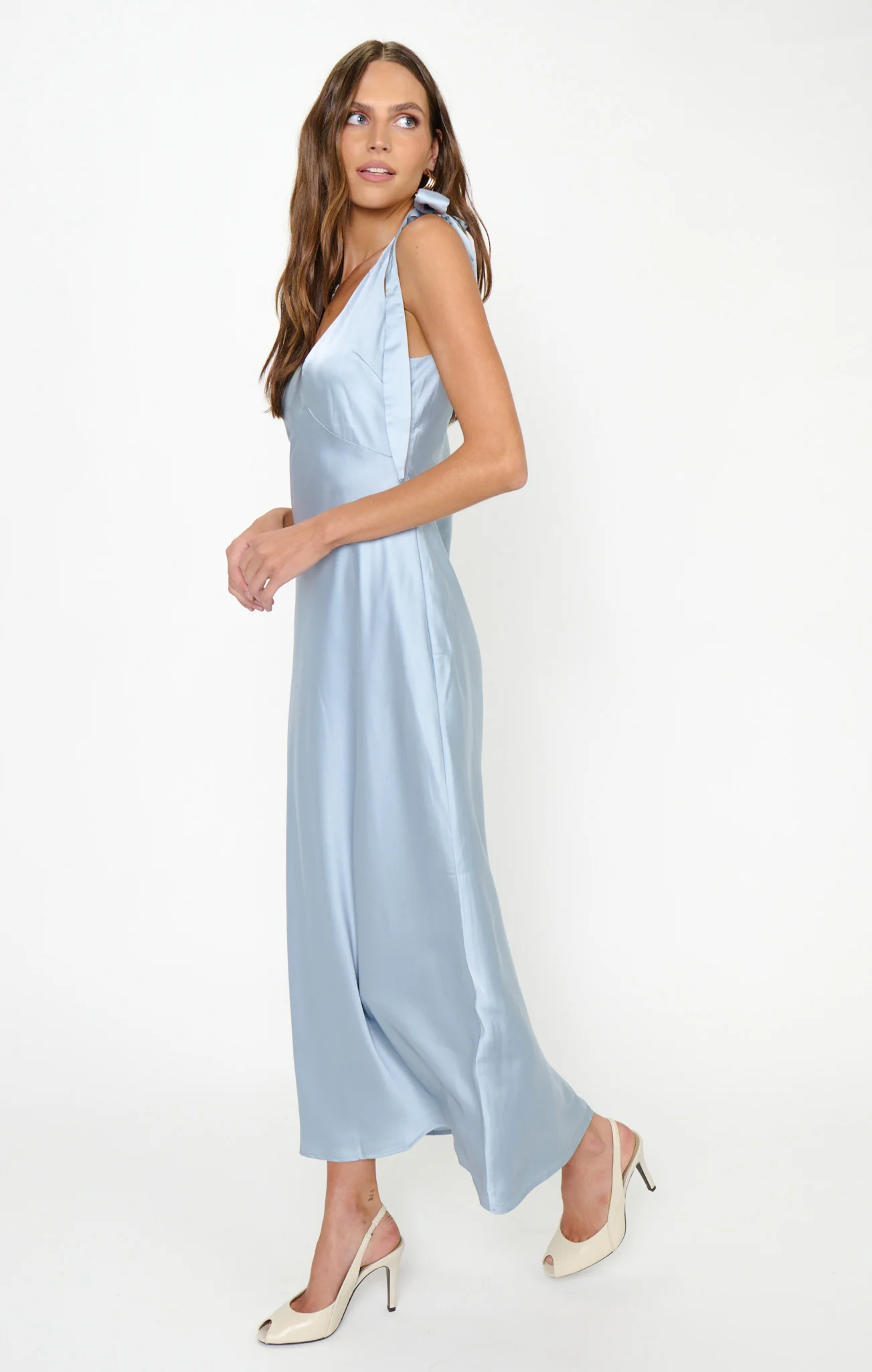 Emma Midi Dress ~ Steel Blue Luxe Satin - Image 5