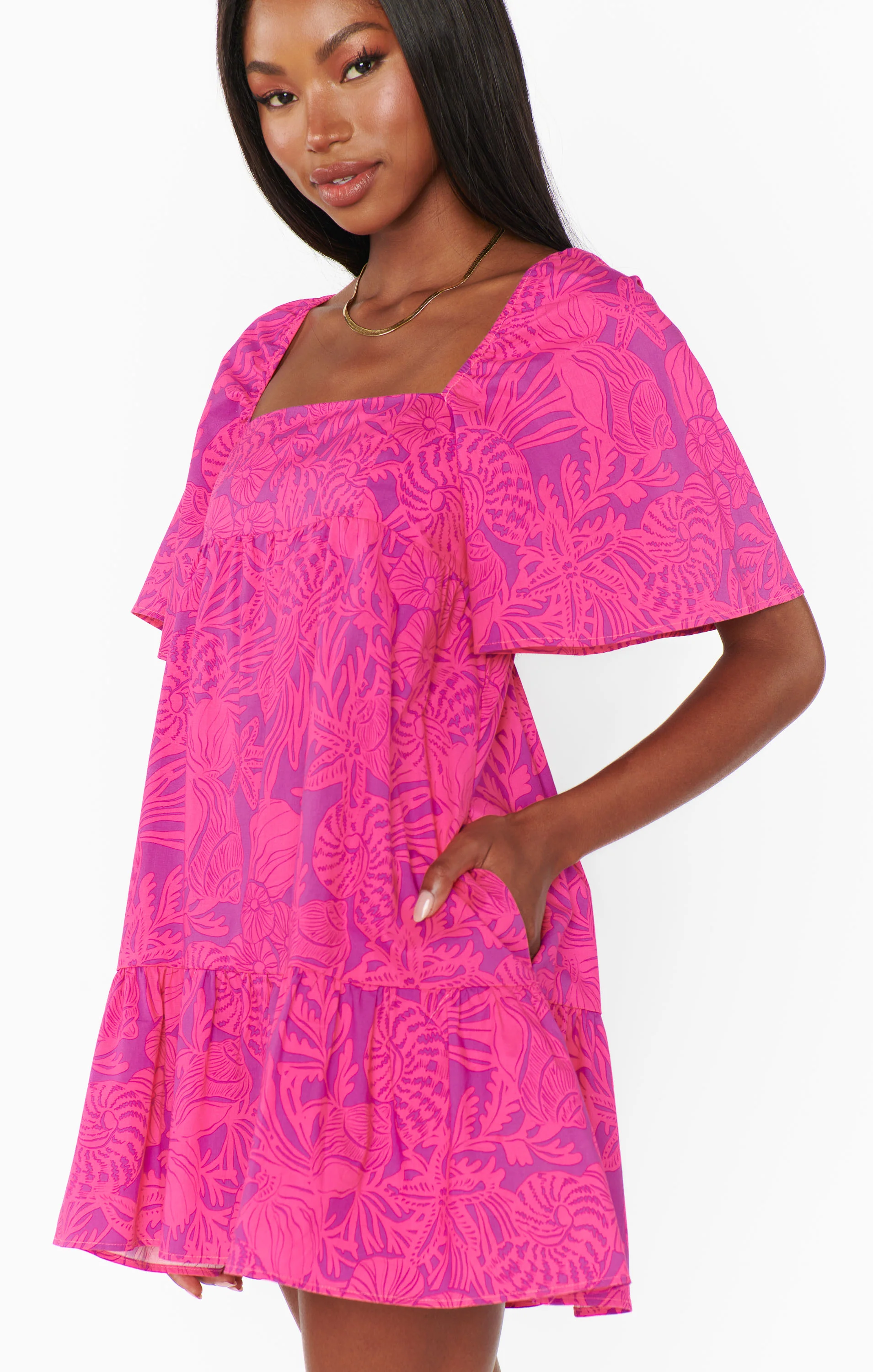 Erin Mini Dress ~ Pink Shells Poplin - Image 2