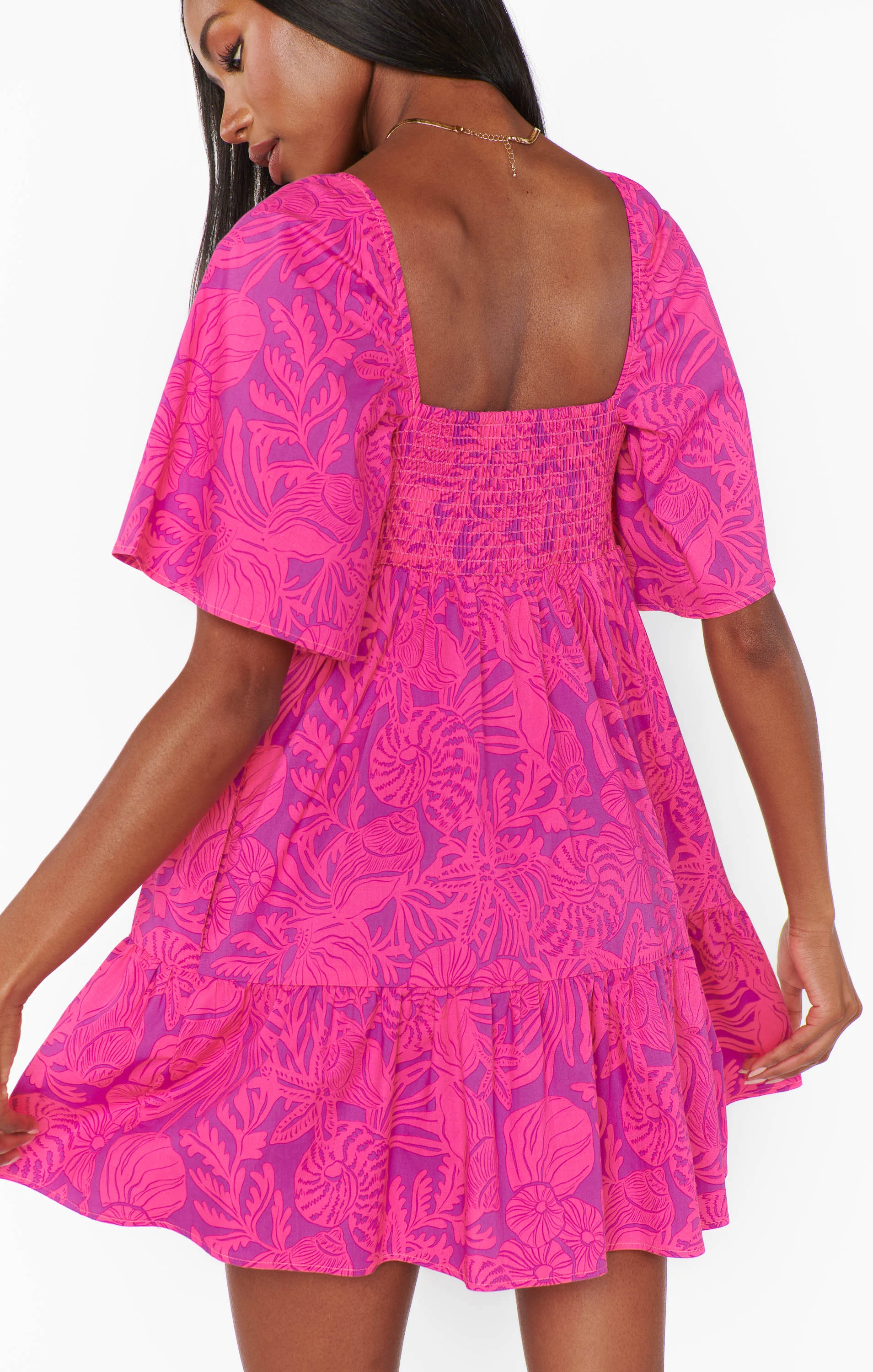 Erin Mini Dress ~ Pink Shells Poplin - Image 3