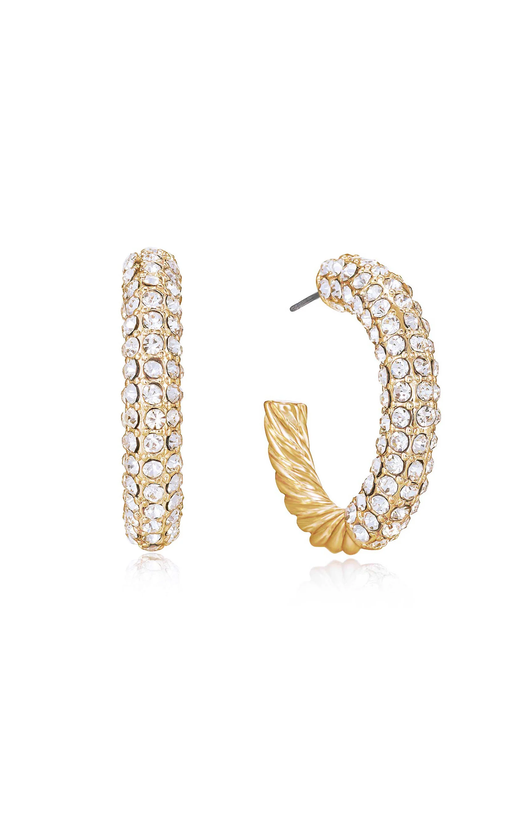 Ettika Crystal Dotted Twist Hoop Earrings ~ Gold - Image 2