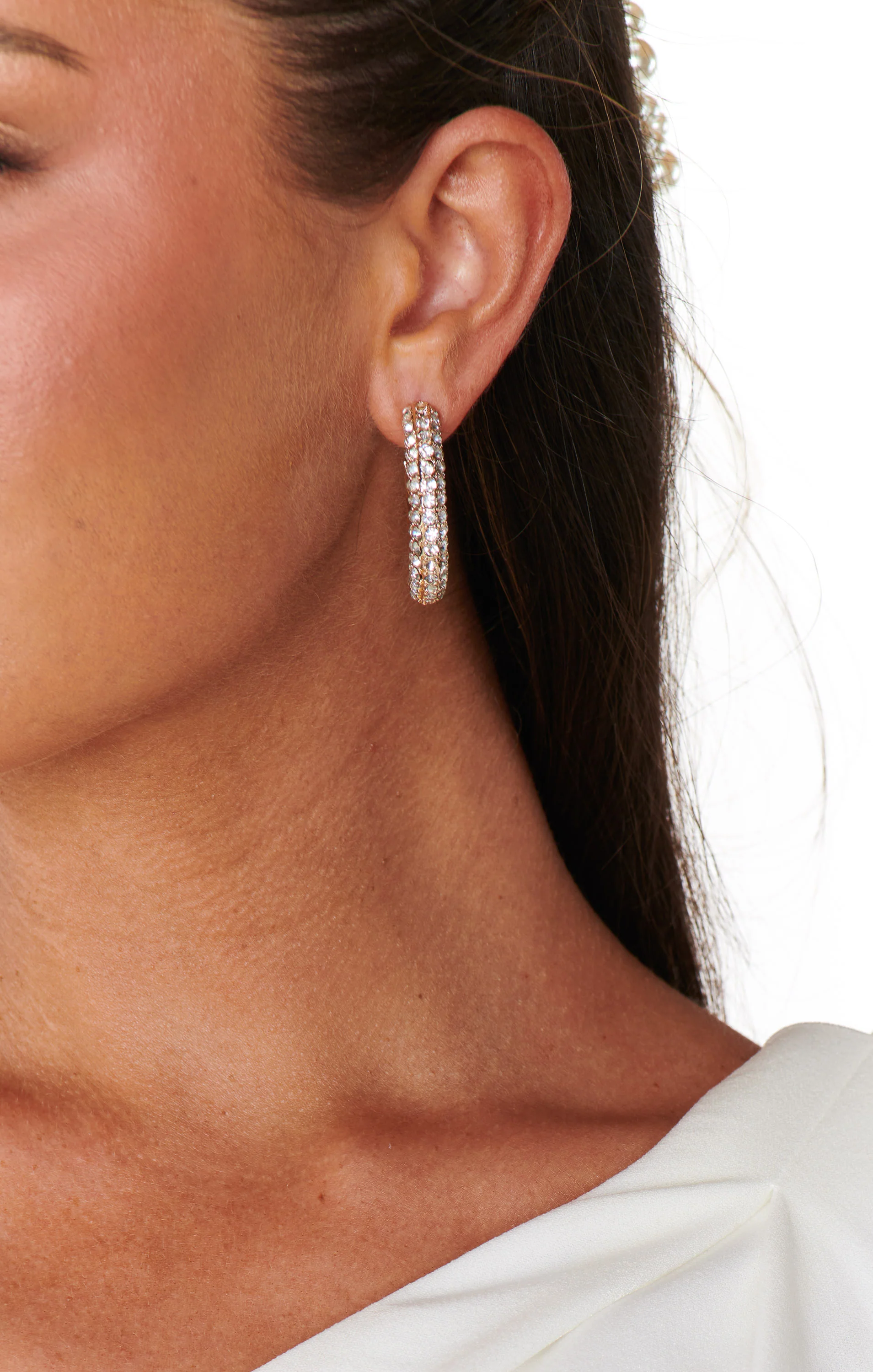 Ettika Crystal Dotted Twist Hoop Earrings ~ Gold - Image 5