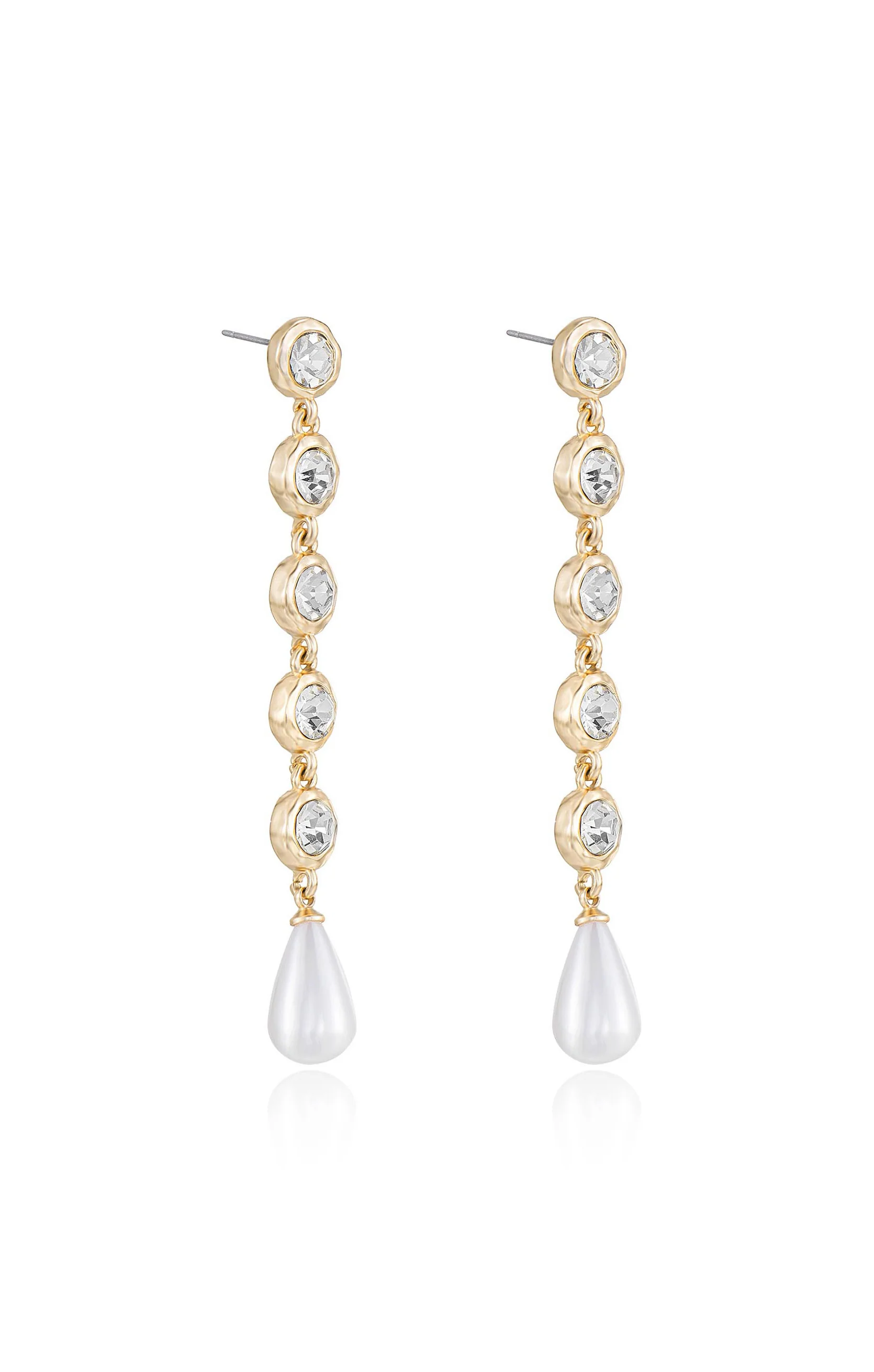 Ettika Elegantly Modern Crystal and Pearl Dangle Earrings ~ Gold - Image 6