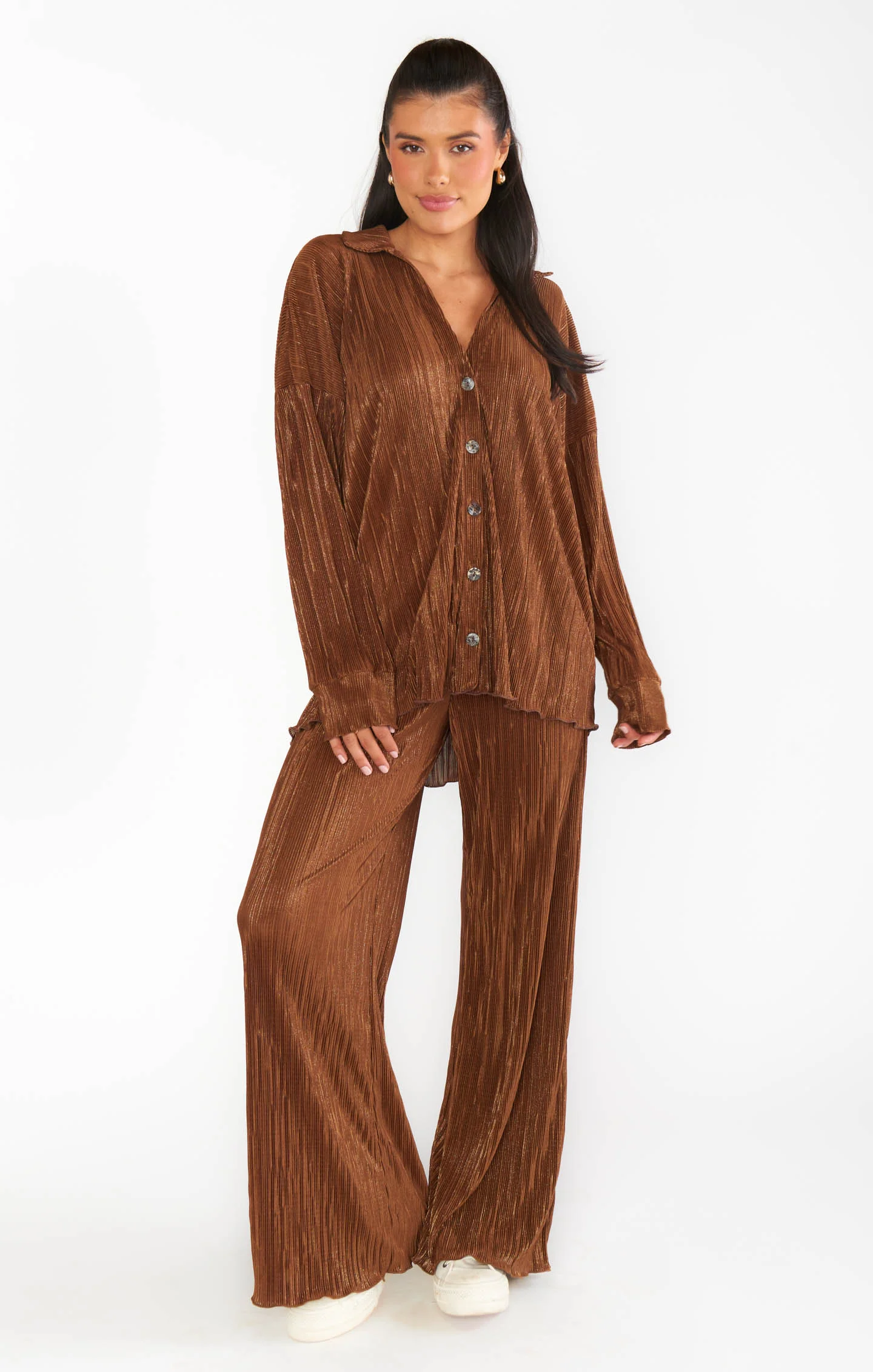 Everywhere Button Down ~ Chocolate Pleat - Image 3