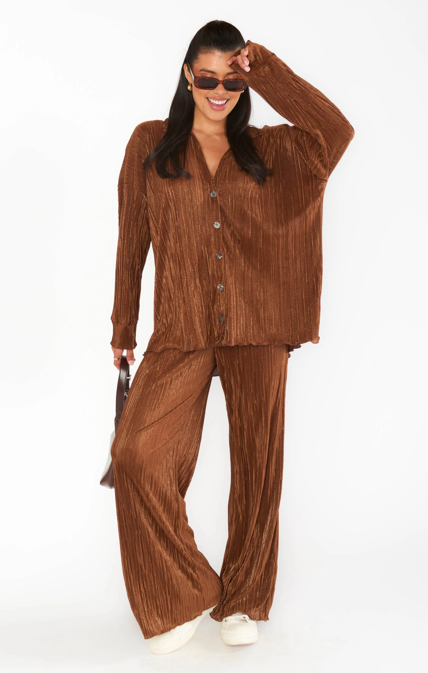 Everywhere Button Down ~ Chocolate Pleat - Image 4