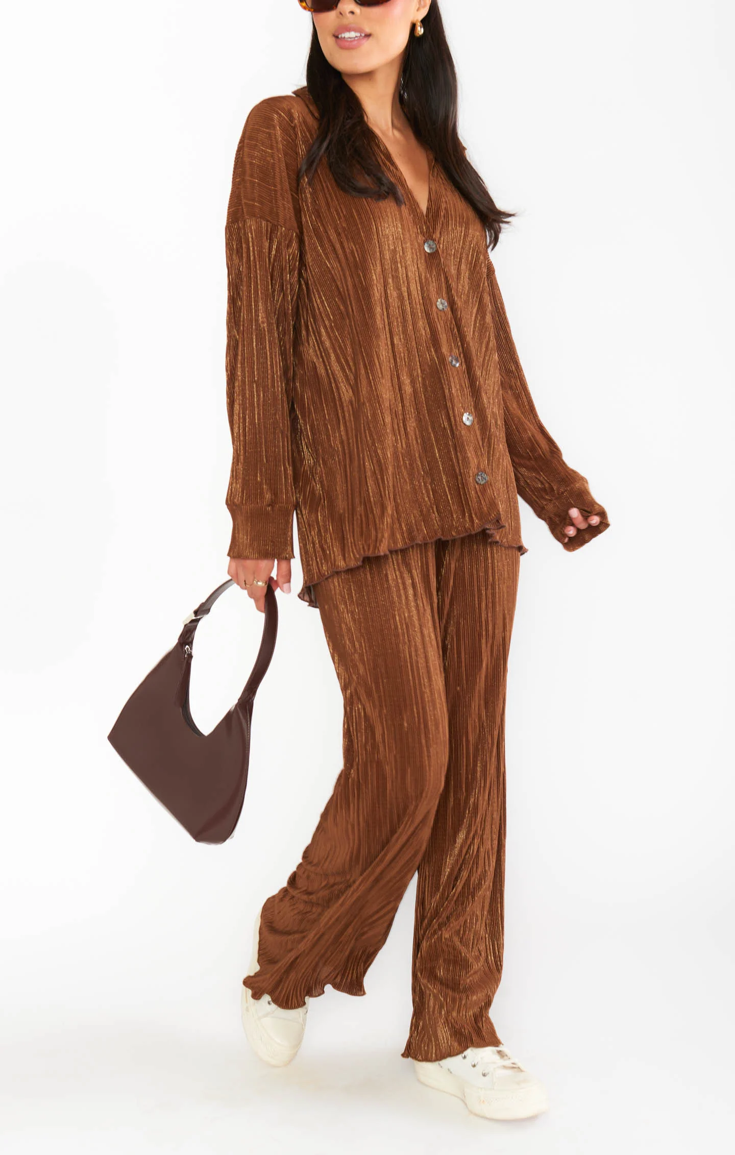 Everywhere Button Down ~ Chocolate Pleat - Image 5