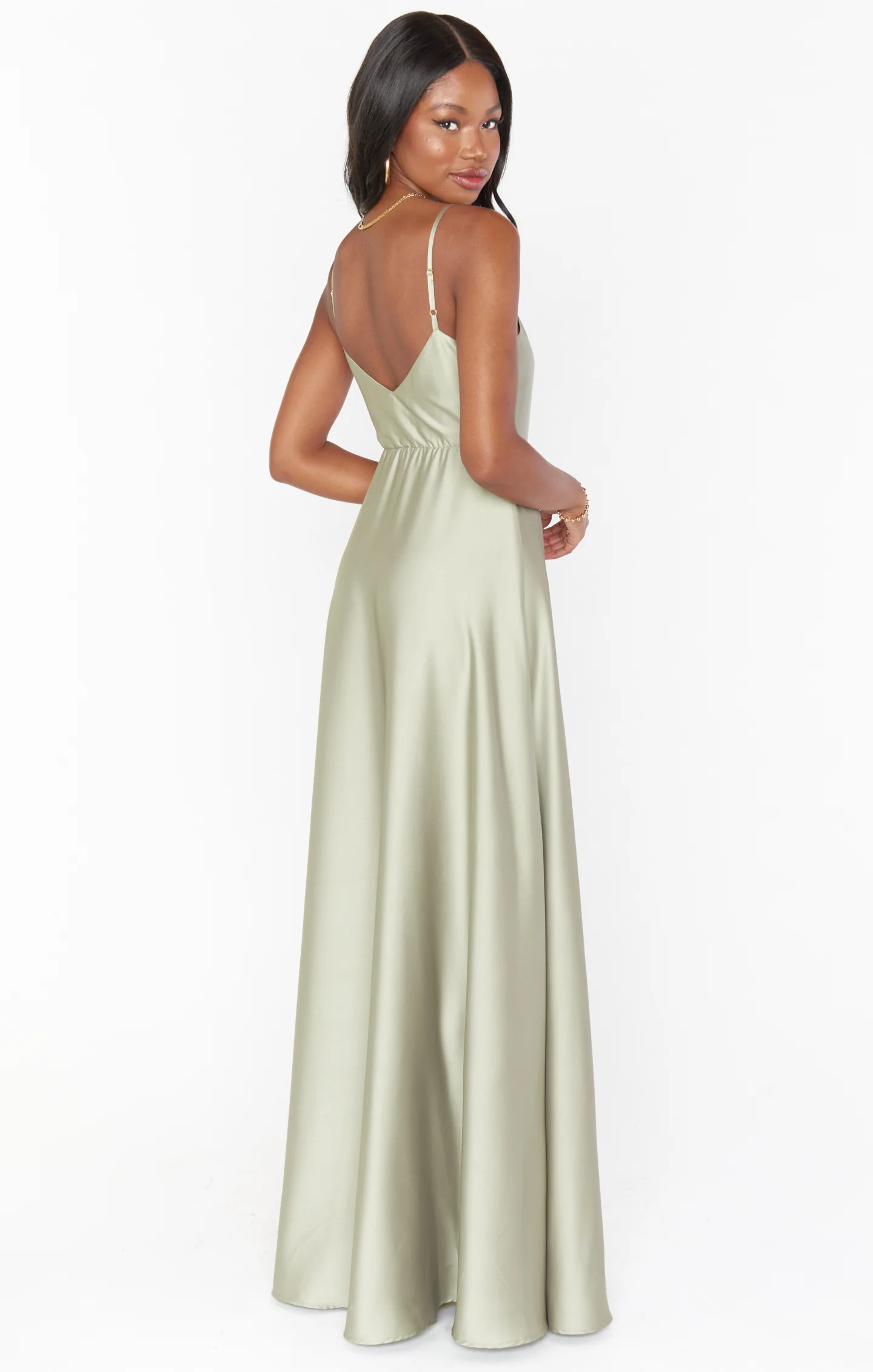Faith Maxi Dress ~ Moss Green Luxe Satin - Image 5