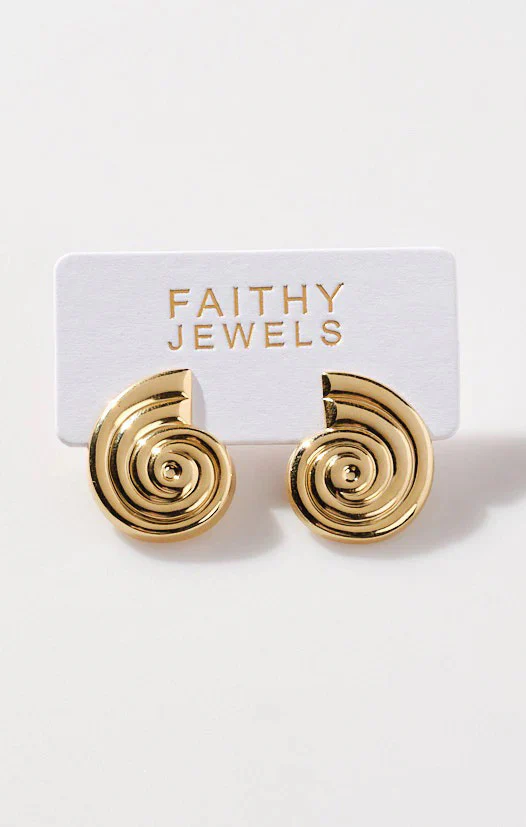 Faithy Jewels Sarah Shell Earrings ~ Gold - Image 2