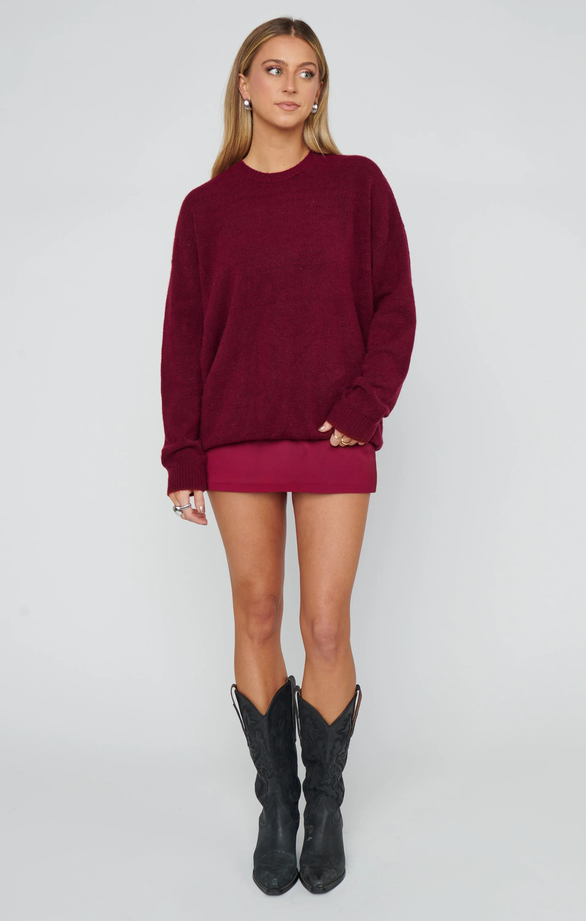 Feel Good Sweater ~ Maroon Knit - Image 2