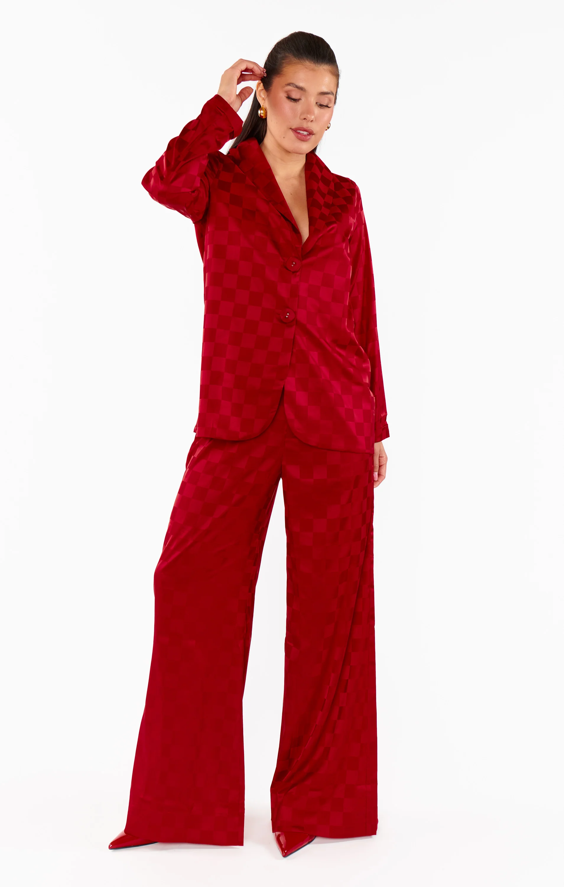 Felix Blazer ~ Red Checkerboard Satin - Image 4