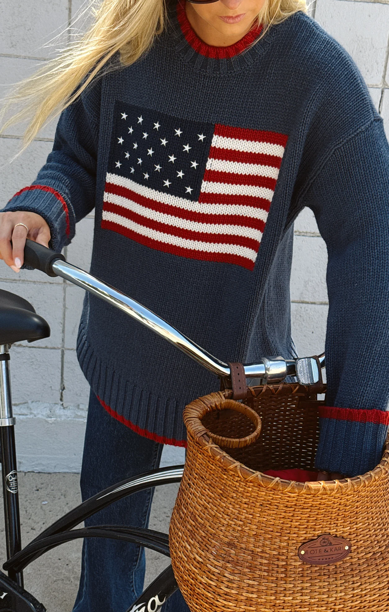 Fireside Sweater ~ American Flag Navy Knit - Image 5