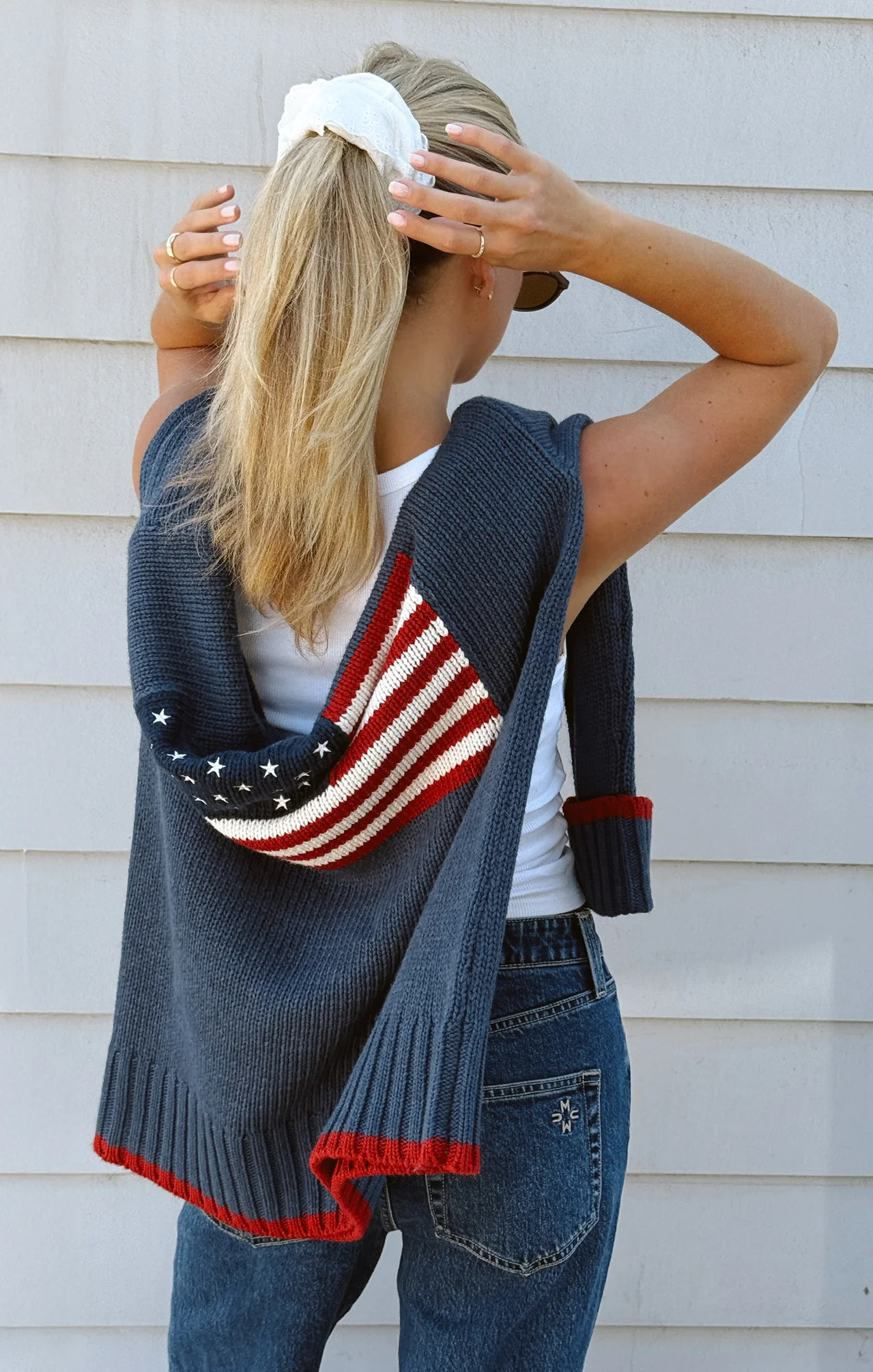 Fireside Sweater ~ American Flag Navy Knit - Image 6