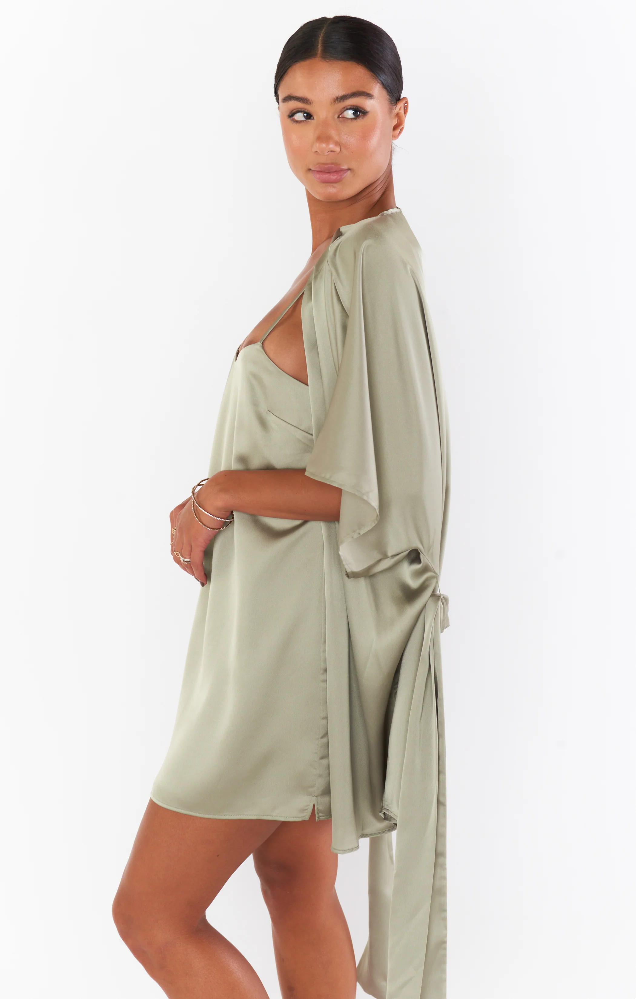 First Look Robe ~ Moss Green Luxe Satin - Image 3