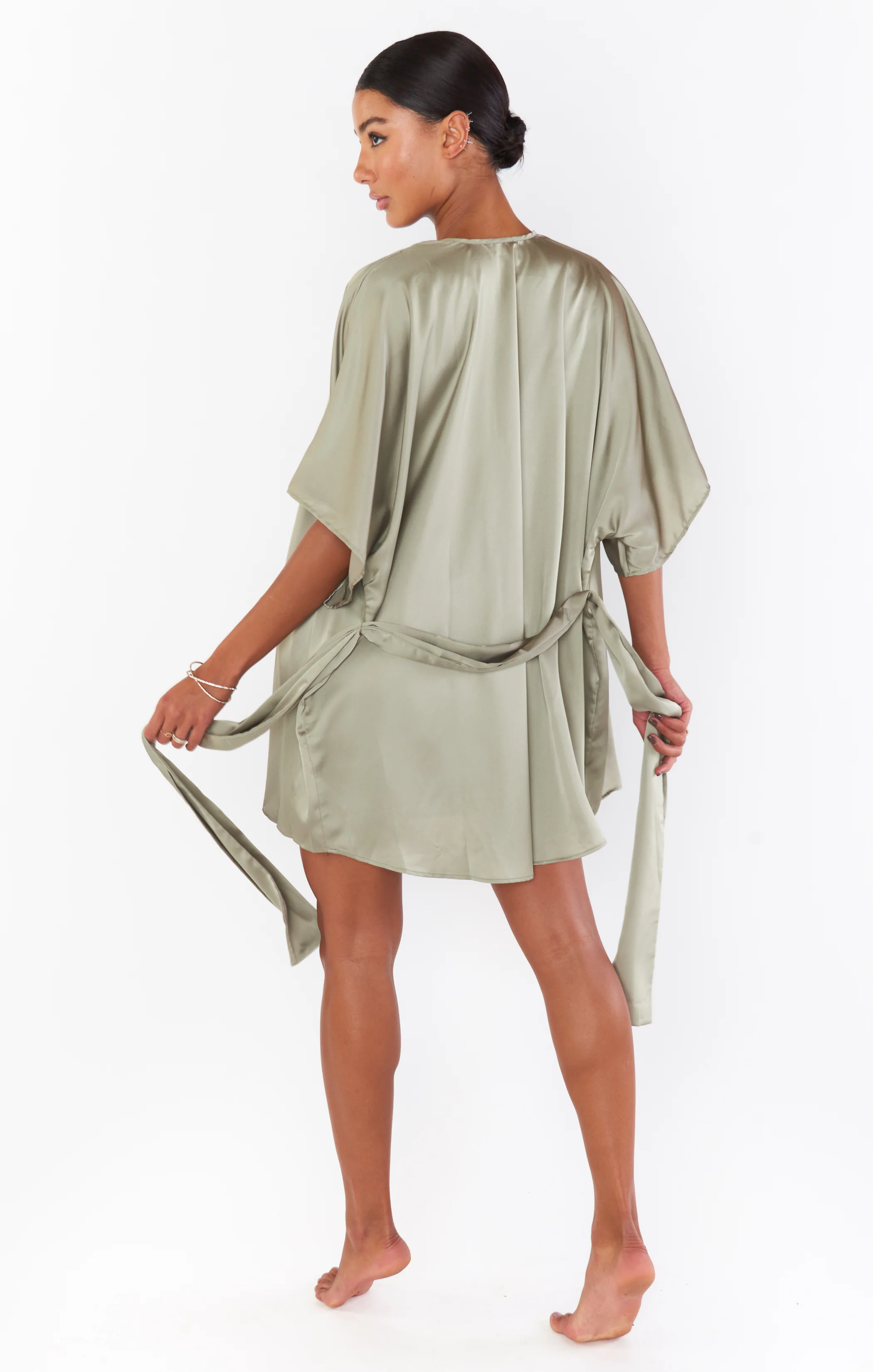 First Look Robe ~ Moss Green Luxe Satin - Image 4