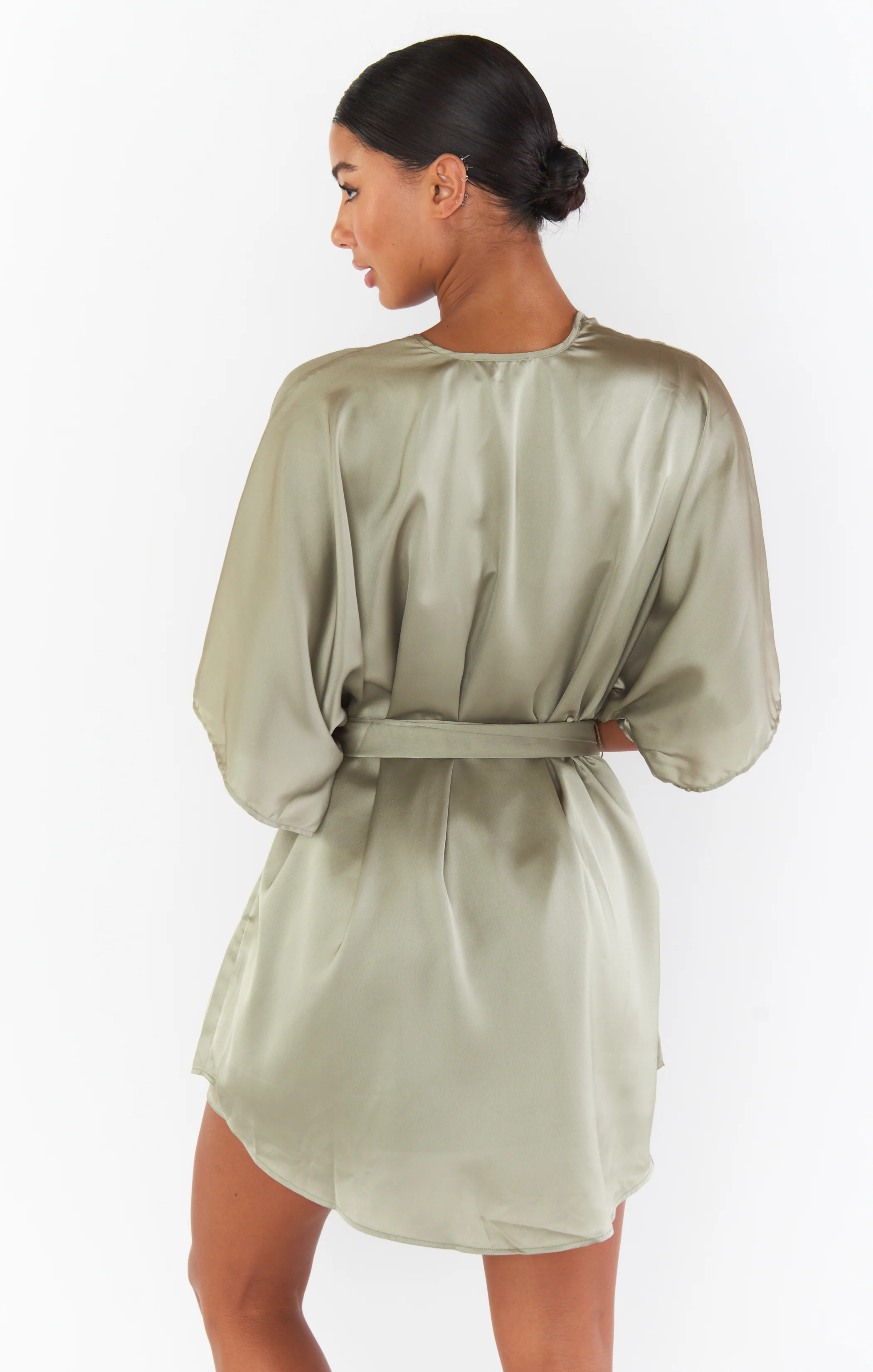First Look Robe ~ Moss Green Luxe Satin - Image 5
