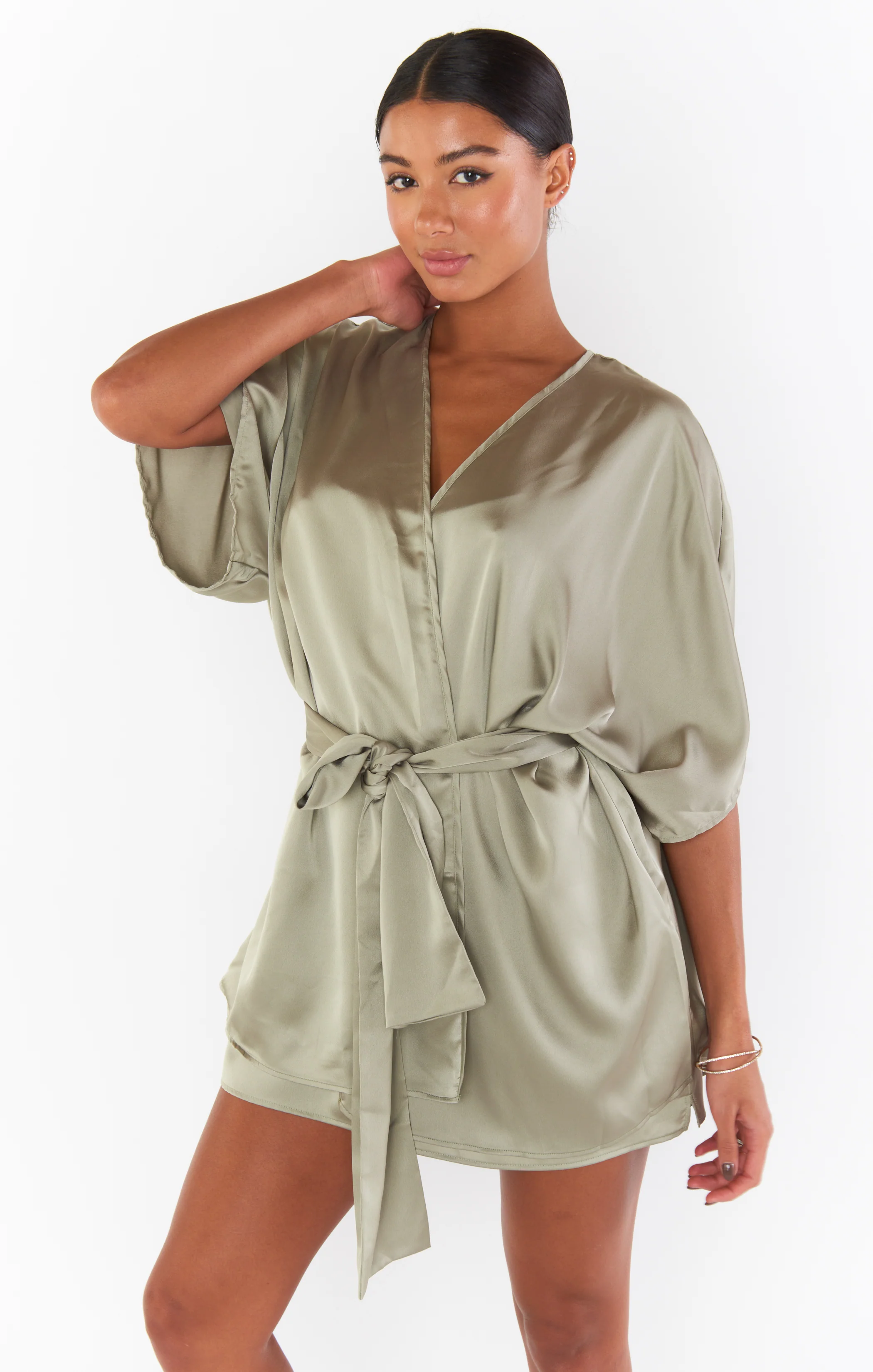 First Look Robe ~ Moss Green Luxe Satin - Image 6