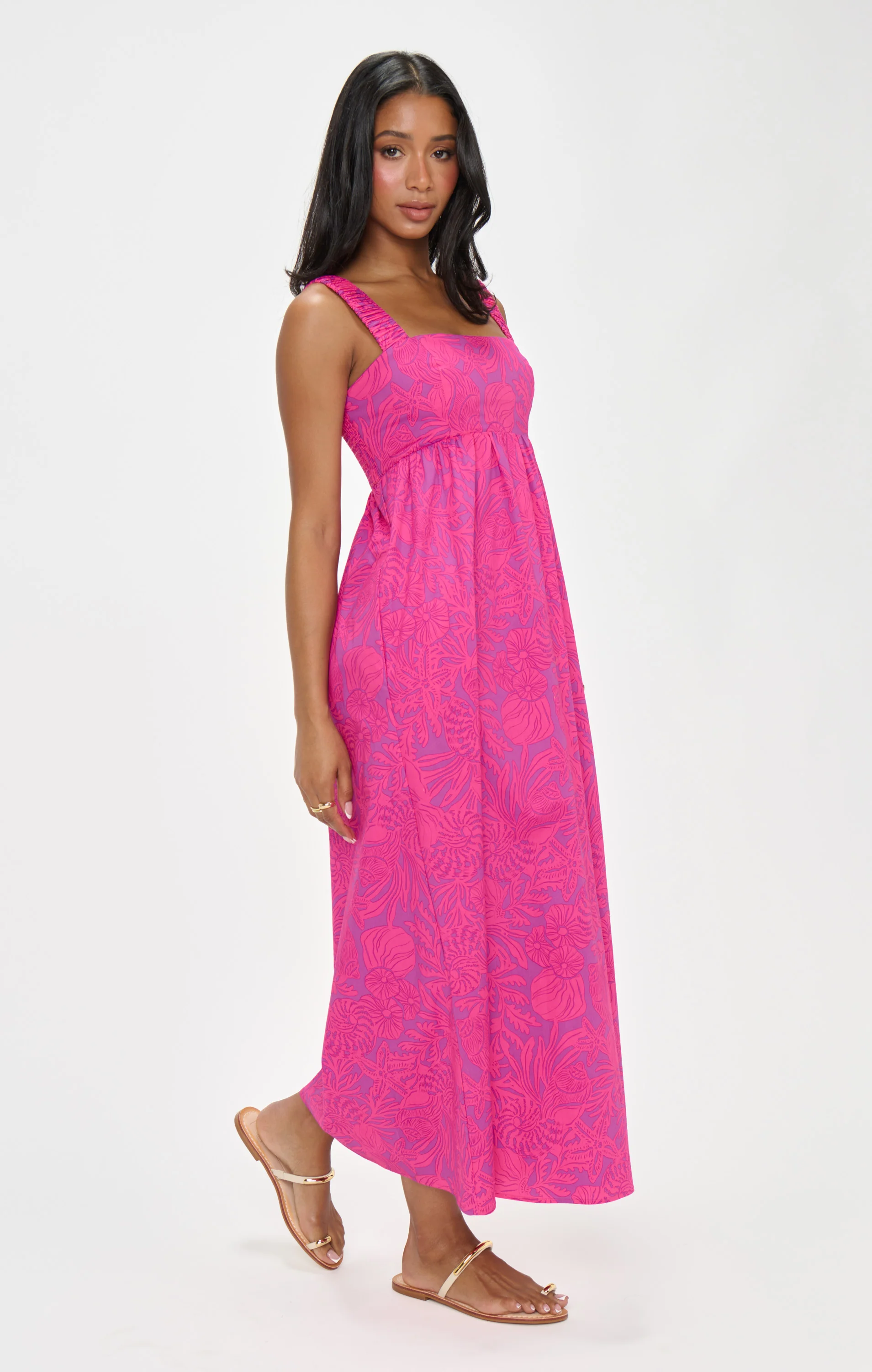 Fling Midi Dress ~ Pink Shells Poplin - Image 3