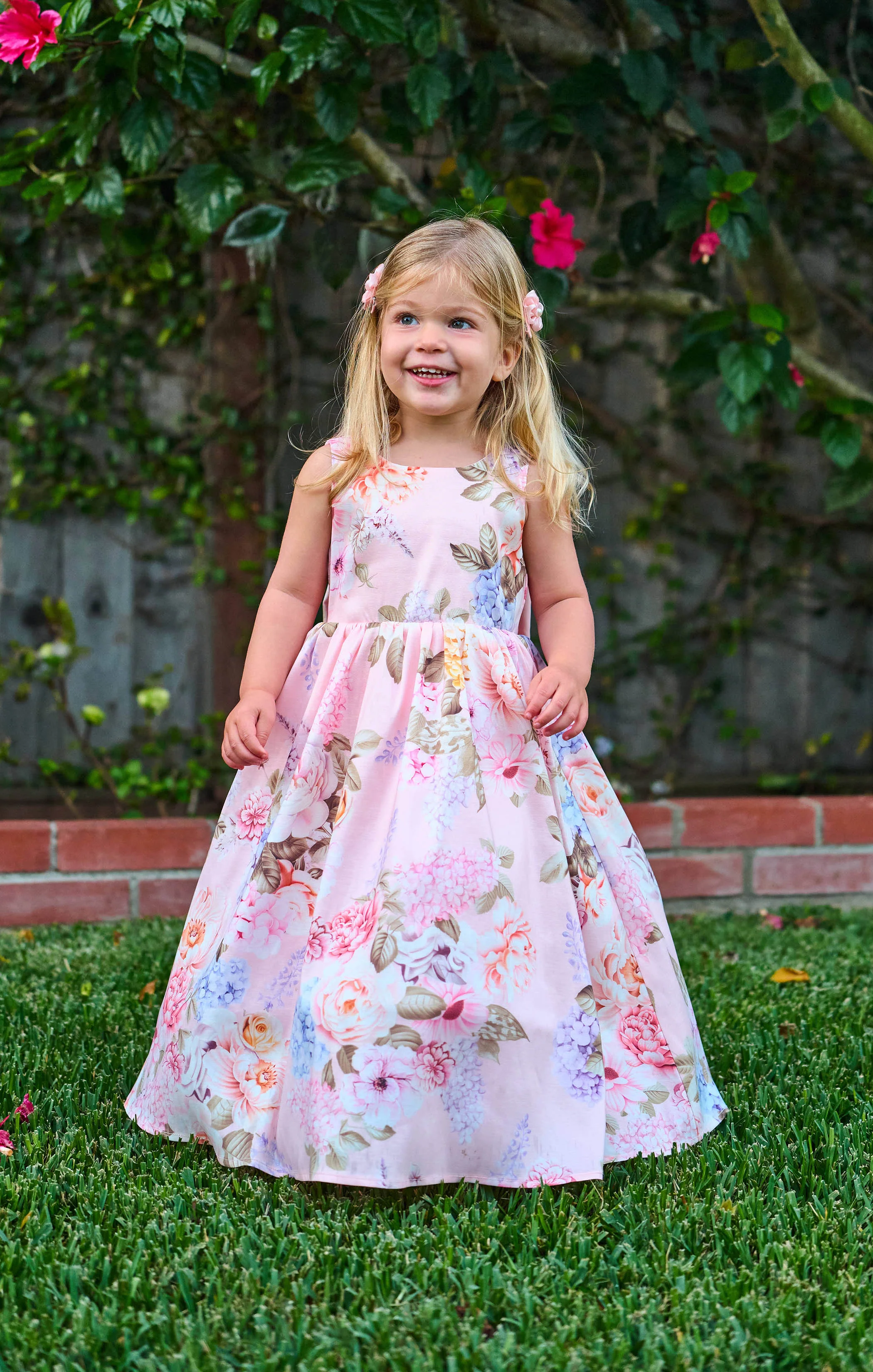 Flower Girl Dress ~ Powder Pink Blooms Taffeta - Image 2