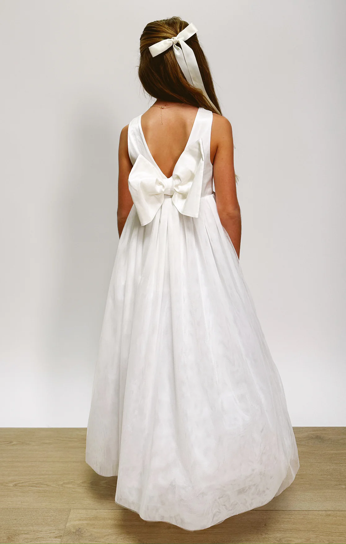 Flower Girl Dress ~ White Taffeta - Image 8