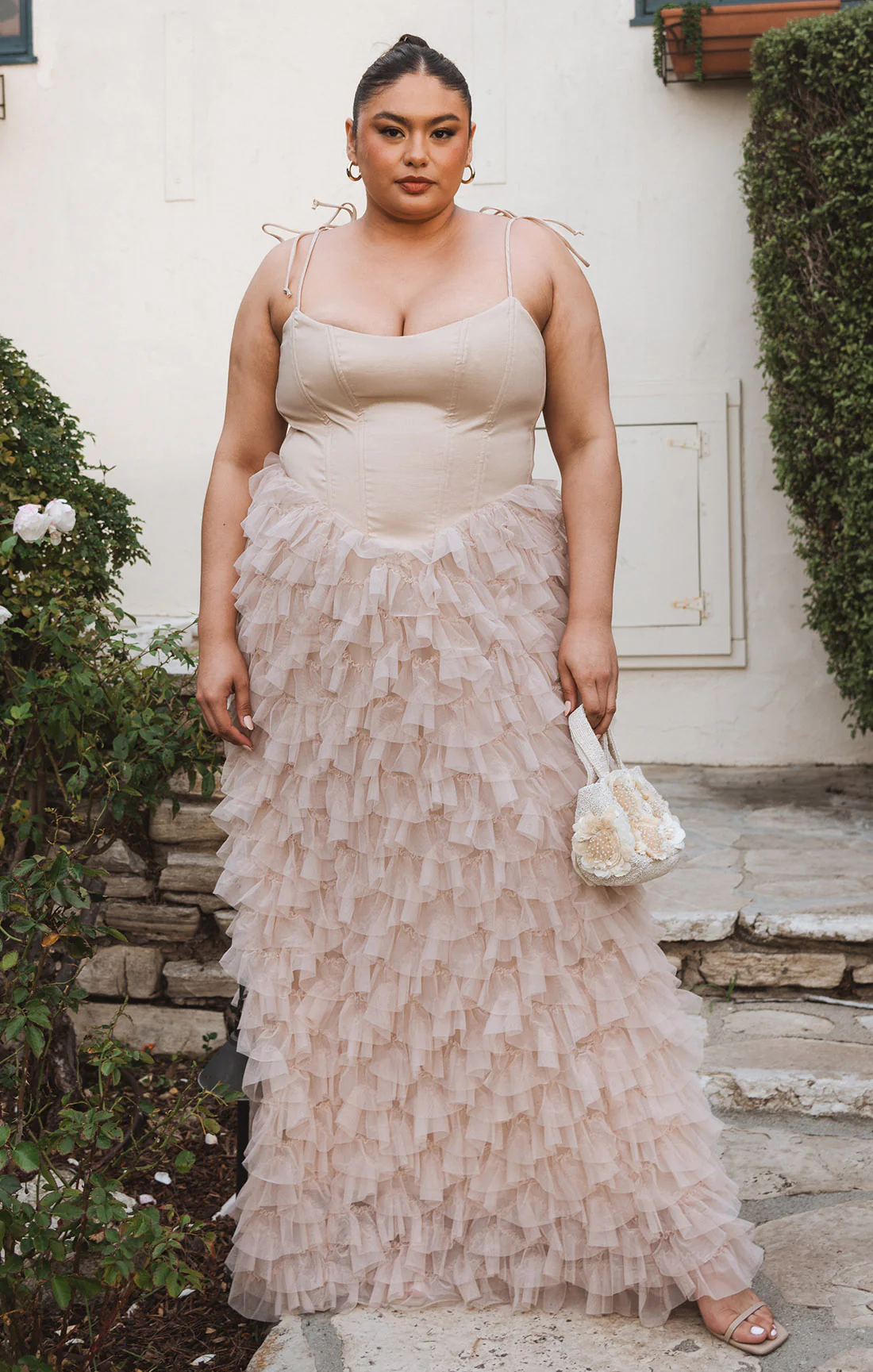 Francesca Maxi Dress ~ Champagne Tulle Ruffle - Image 2