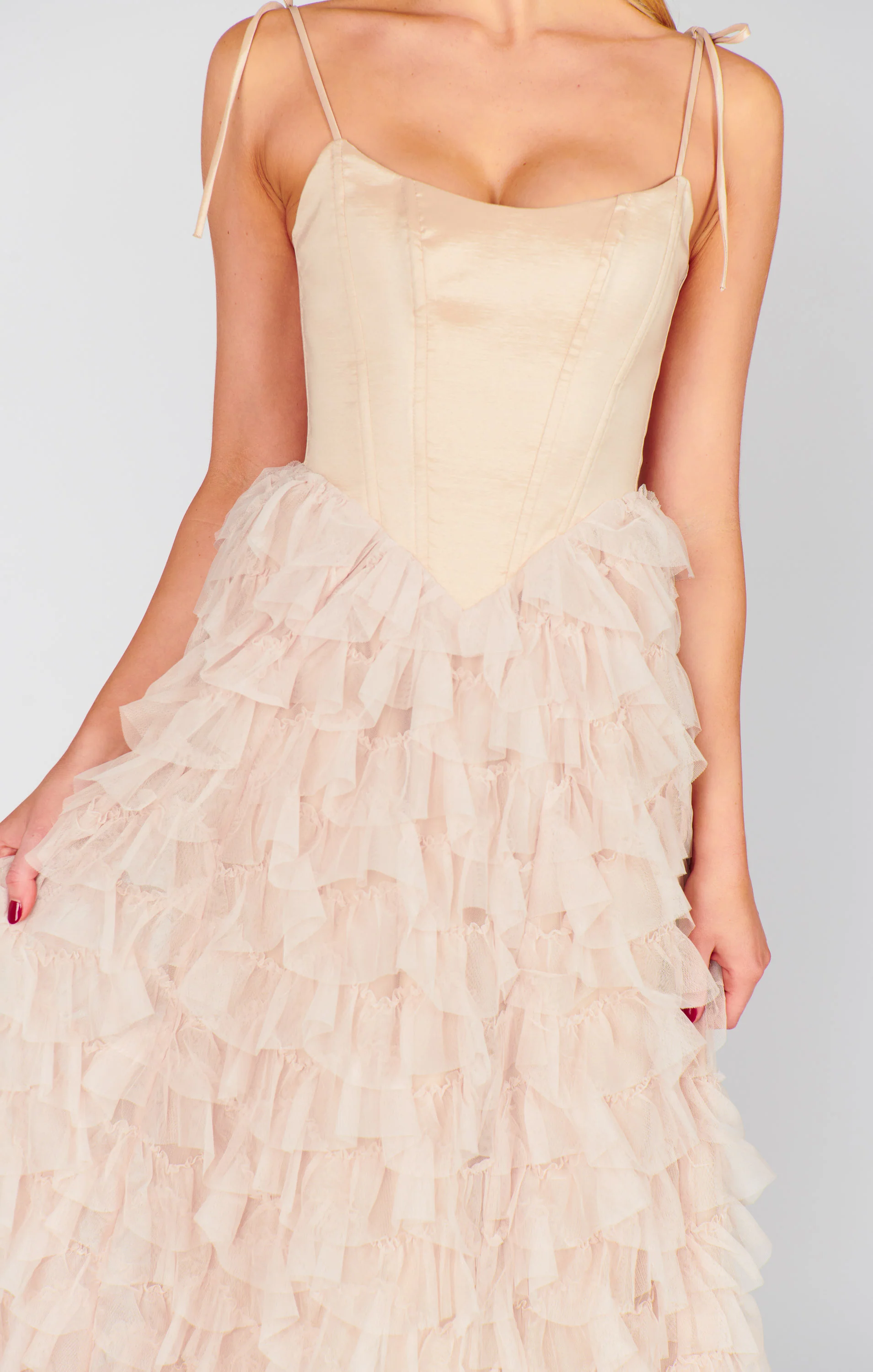Francesca Maxi Dress ~ Champagne Tulle Ruffle - Image 4