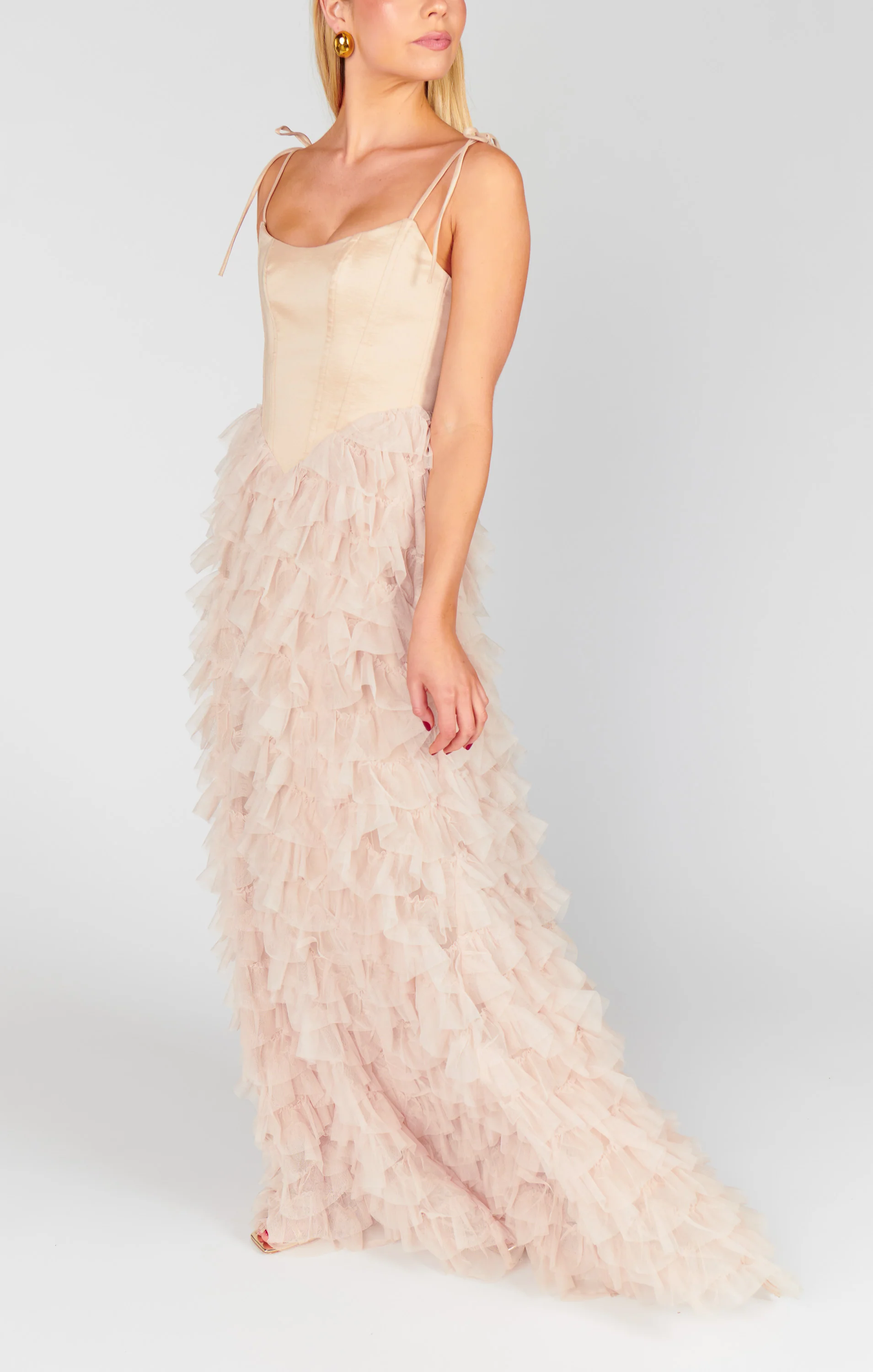 Francesca Maxi Dress ~ Champagne Tulle Ruffle - Image 5