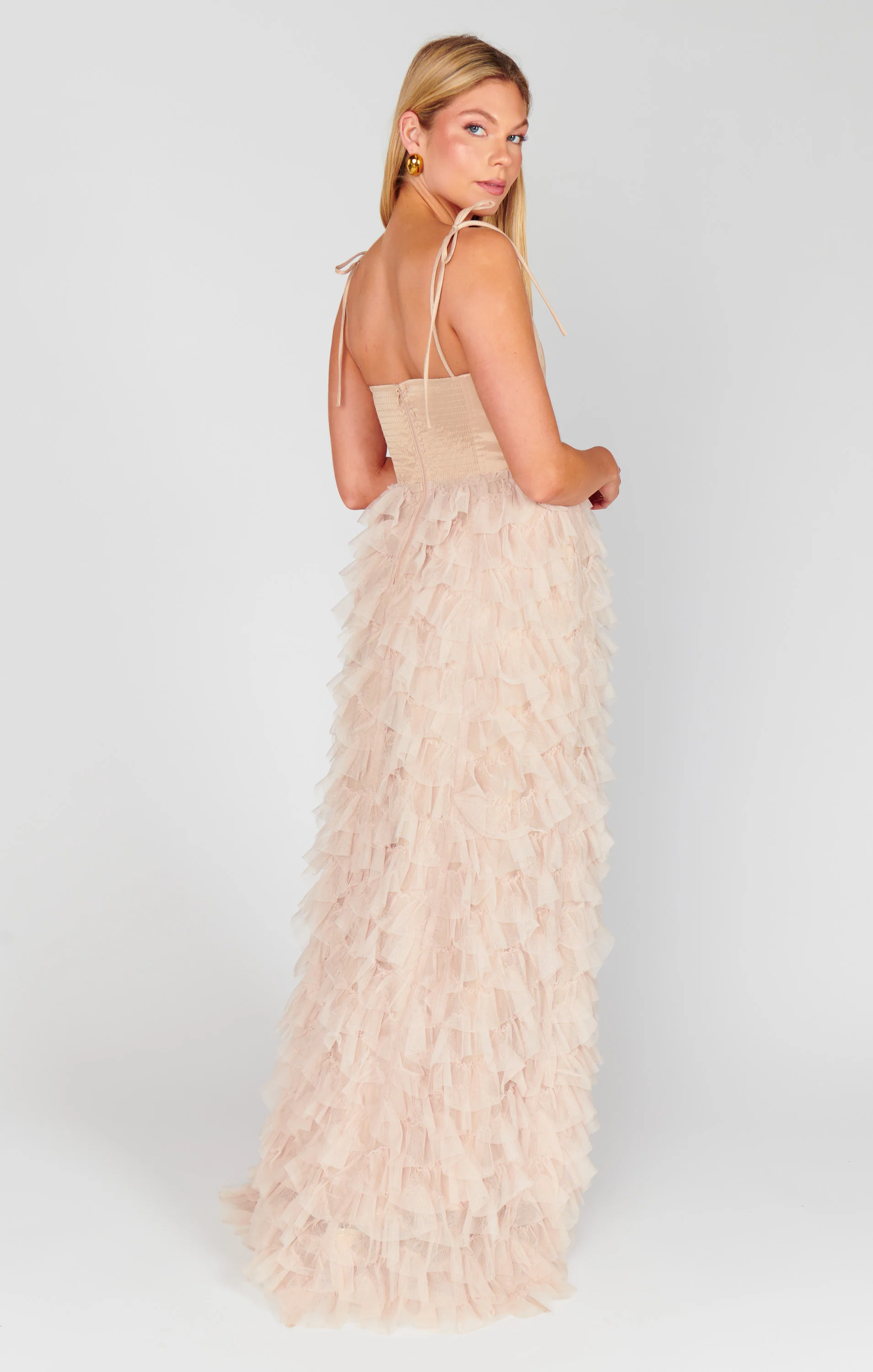 Francesca Maxi Dress ~ Champagne Tulle Ruffle - Image 6